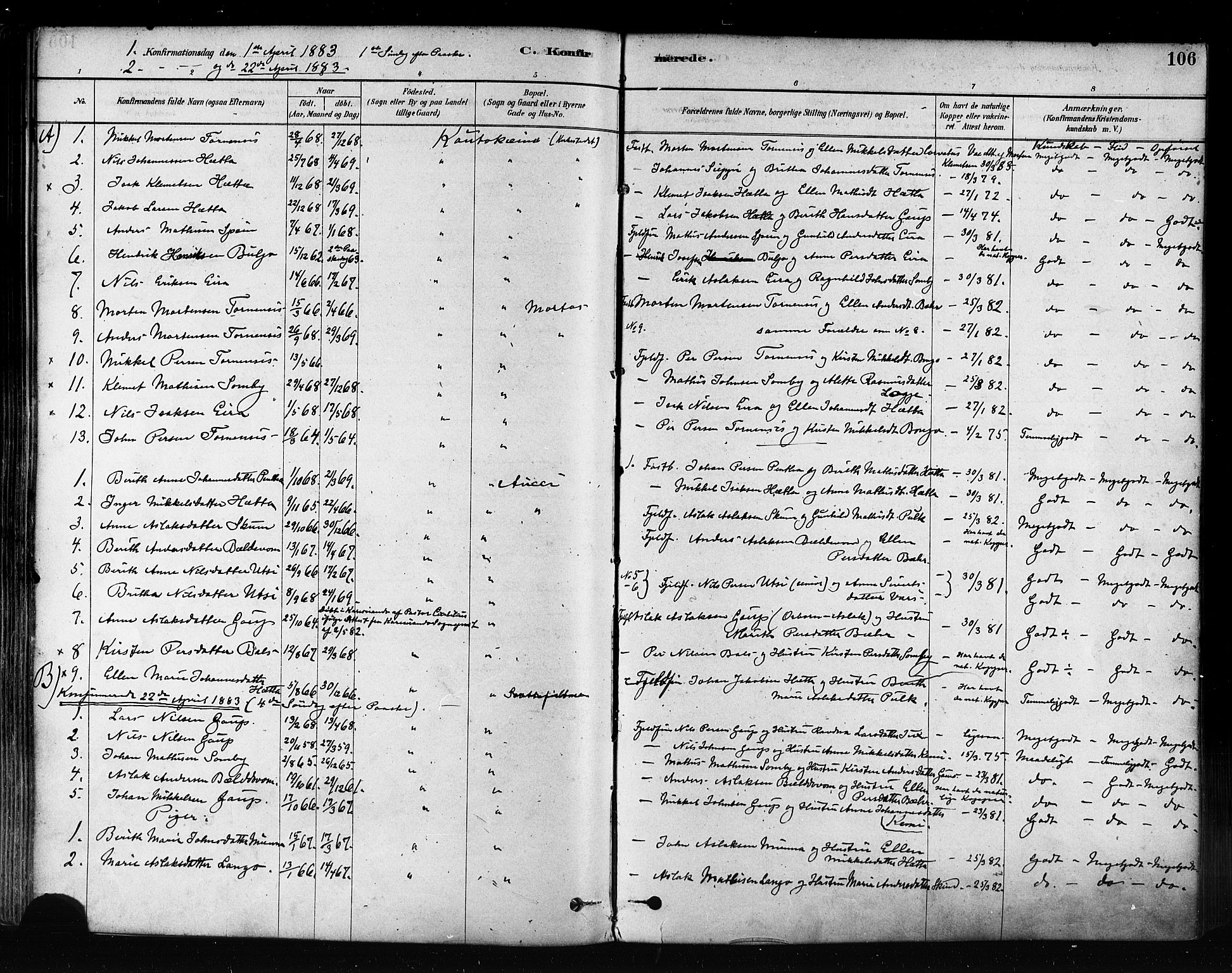 Kautokeino sokneprestembete, AV/SATØ-S-1340/H/Ha/L0004.kirke: Ministerialbok nr. 4, 1877-1896, s. 106