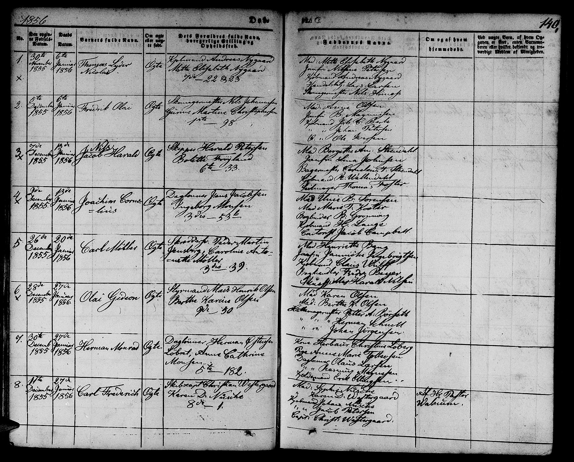 Nykirken Sokneprestembete, AV/SAB-A-77101/H/Hab: Klokkerbok nr. B 1, 1842-1858, s. 140