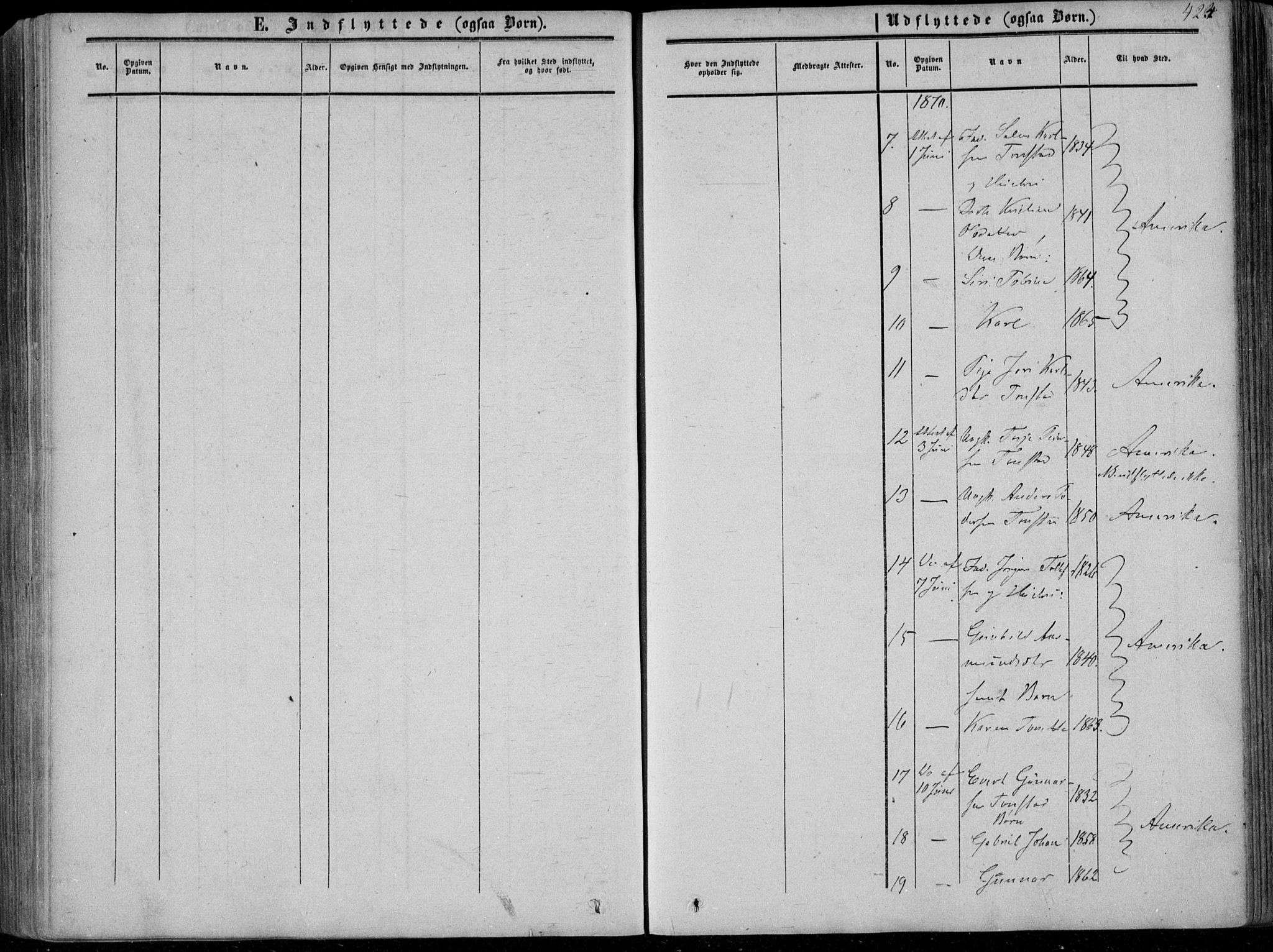 Sirdal sokneprestkontor, AV/SAK-1111-0036/F/Fa/Fab/L0002: Ministerialbok nr. A 2, 1855-1874, s. 424