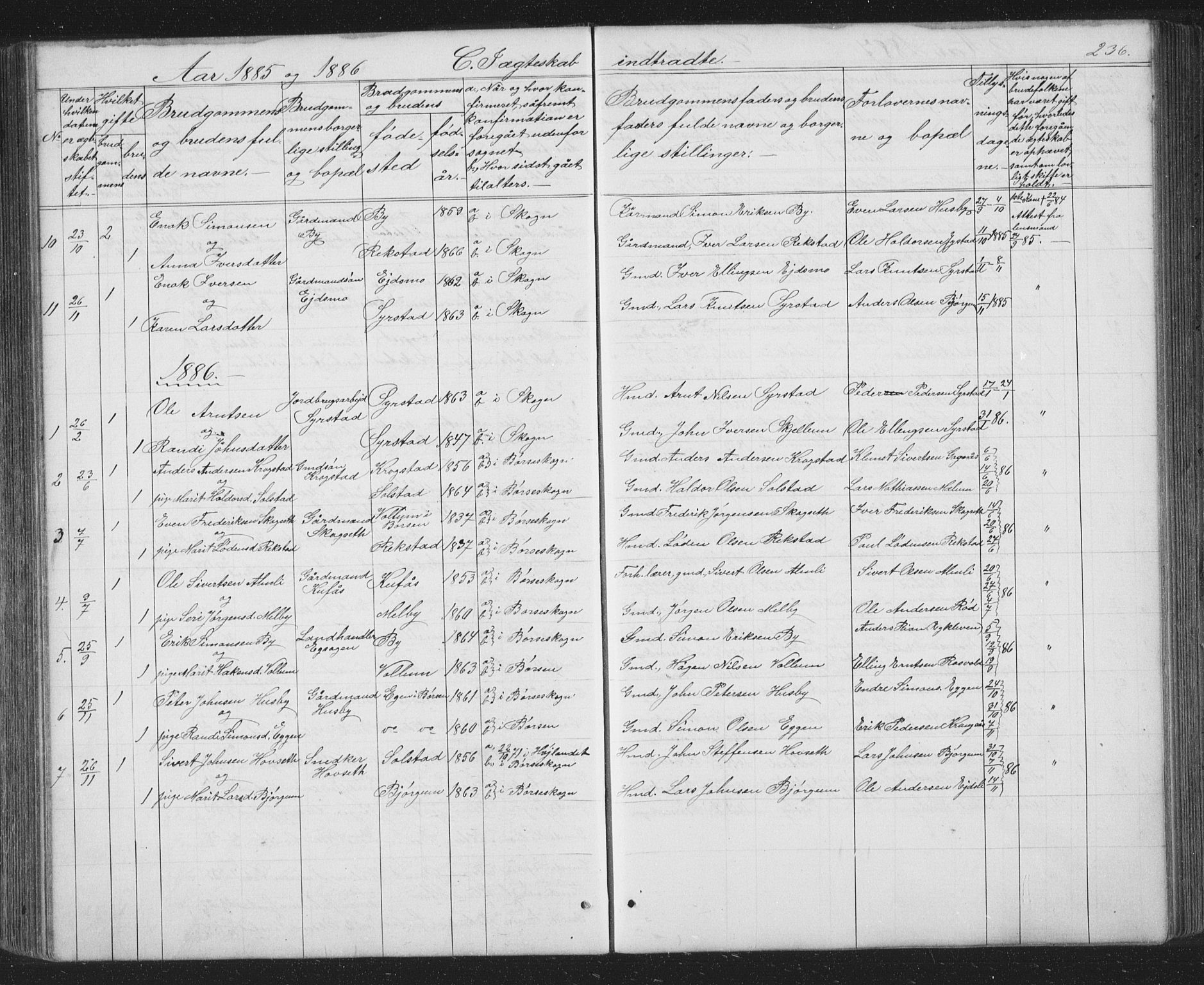 Ministerialprotokoller, klokkerbøker og fødselsregistre - Sør-Trøndelag, SAT/A-1456/667/L0798: Klokkerbok nr. 667C03, 1867-1929, s. 236