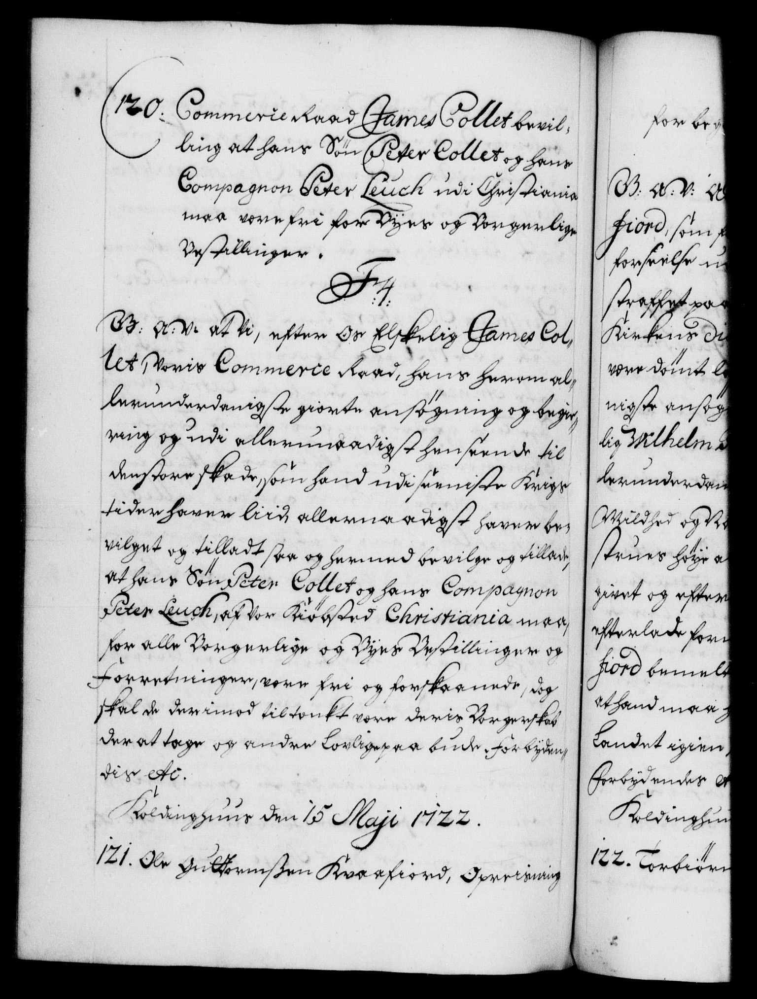 Danske Kanselli 1572-1799, AV/RA-EA-3023/F/Fc/Fca/Fcaa/L0023: Norske registre, 1720-1722, s. 523b