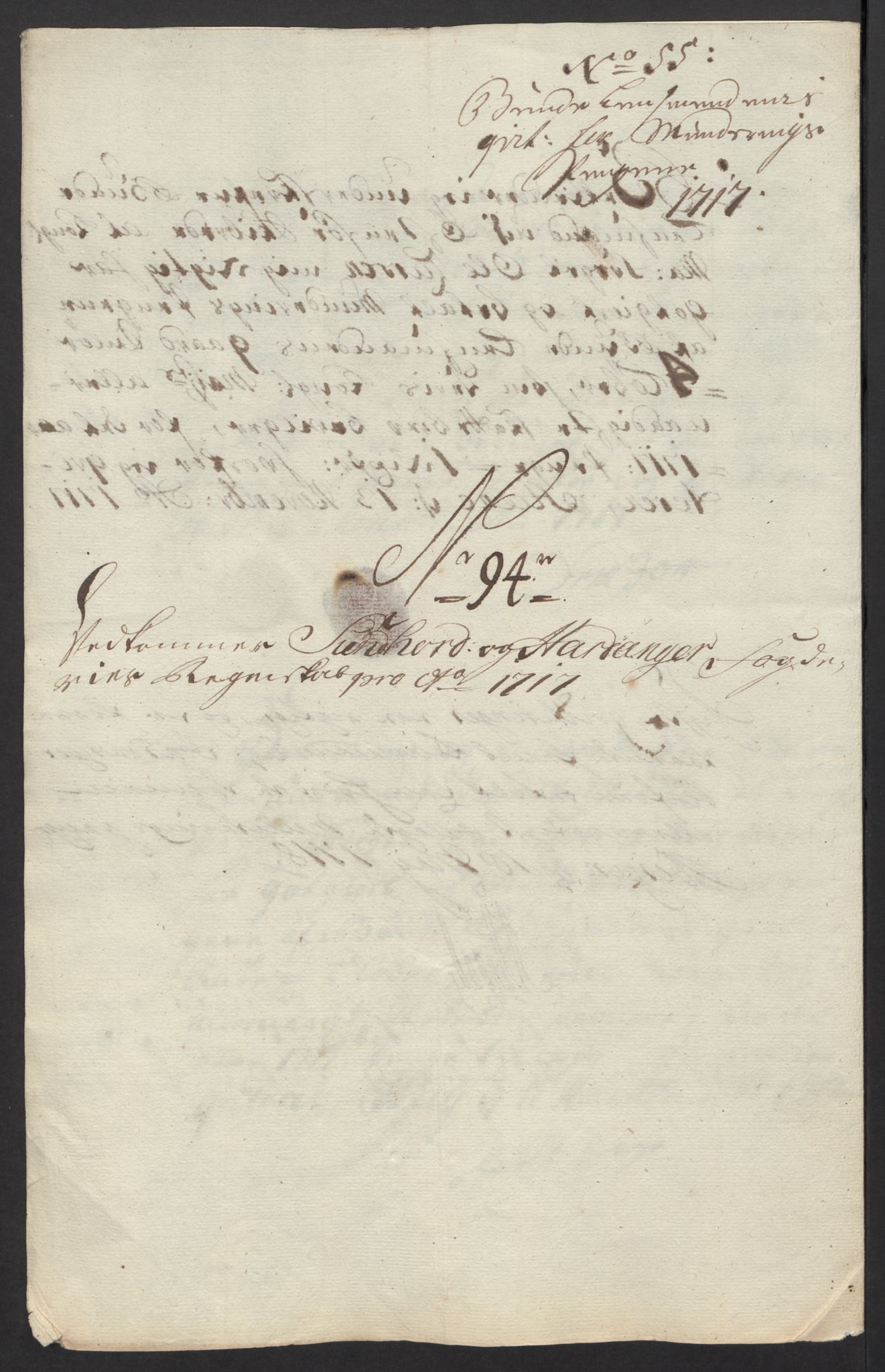 Rentekammeret inntil 1814, Reviderte regnskaper, Fogderegnskap, AV/RA-EA-4092/R48/L2994: Fogderegnskap Sunnhordland og Hardanger, 1717, s. 444