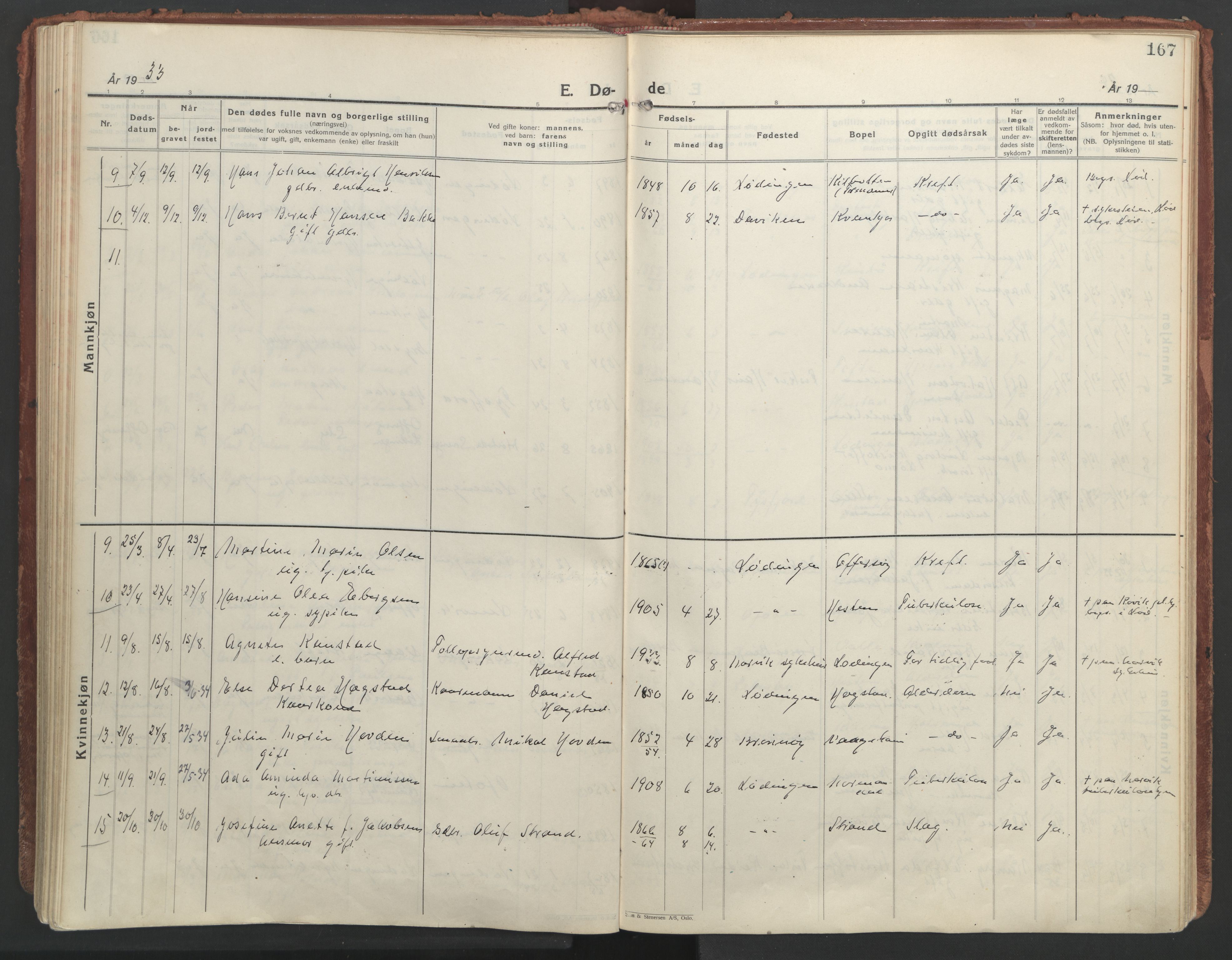 Ministerialprotokoller, klokkerbøker og fødselsregistre - Nordland, AV/SAT-A-1459/872/L1043: Ministerialbok nr. 872A18, 1925-1939, s. 167