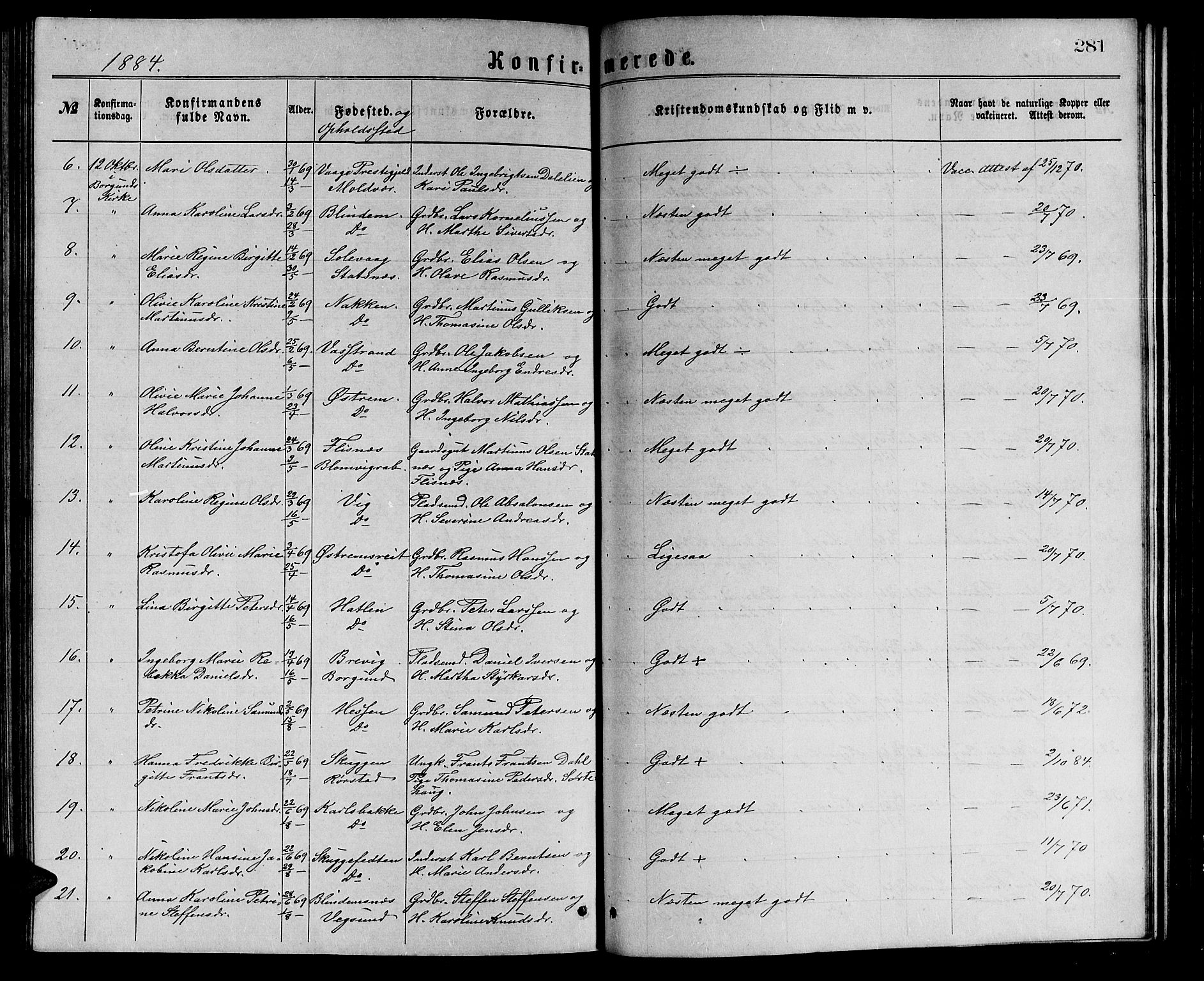 Ministerialprotokoller, klokkerbøker og fødselsregistre - Møre og Romsdal, AV/SAT-A-1454/528/L0429: Klokkerbok nr. 528C10, 1872-1886, s. 281