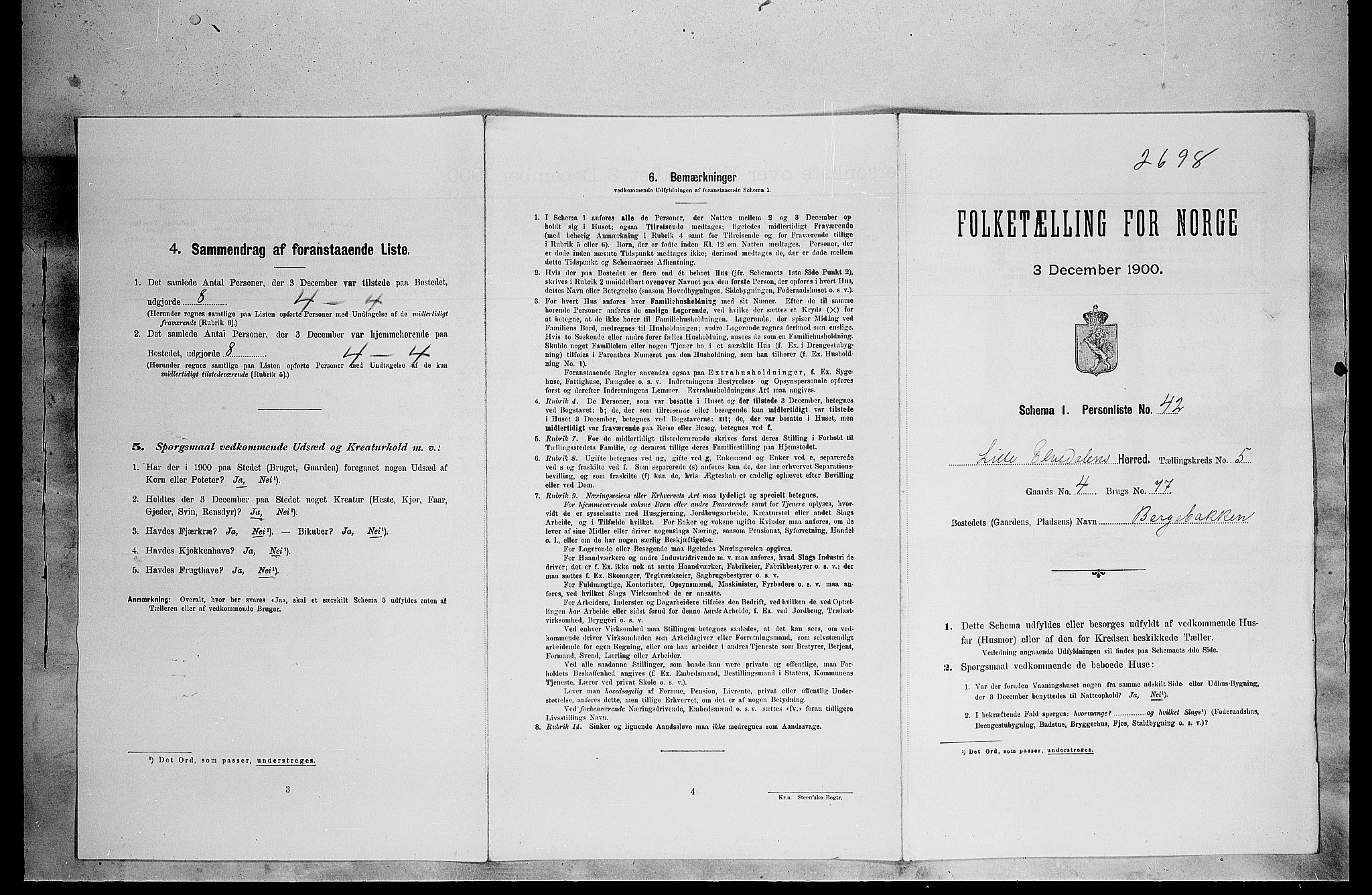 SAH, Folketelling 1900 for 0438 Lille Elvedalen herred, 1900, s. 443
