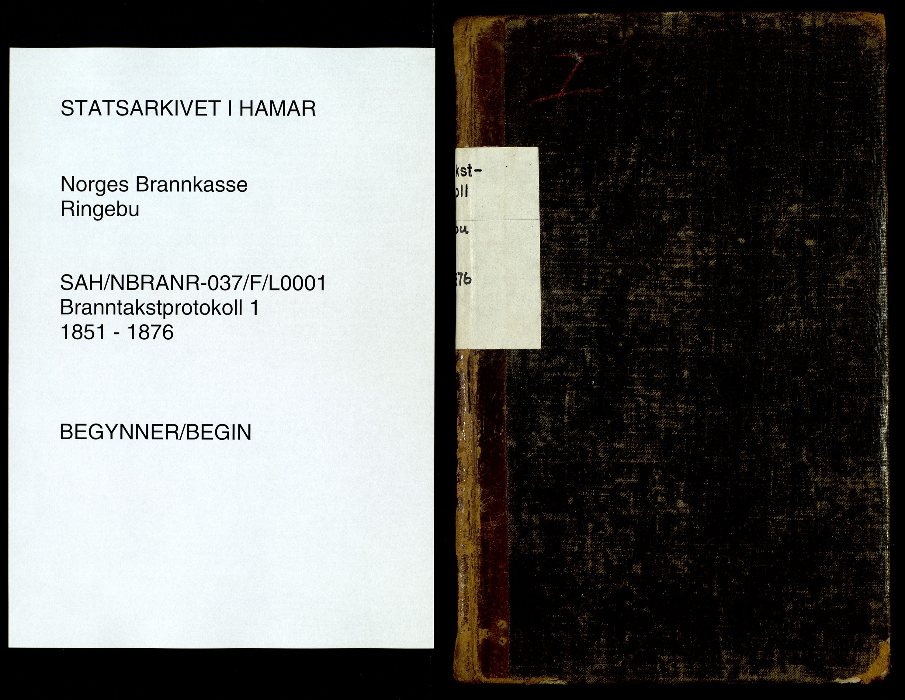 Norges Brannkasse, Ringebu, SAH/NBRANR-037/F/L0001: Branntakstprotokoll, 1851-1876
