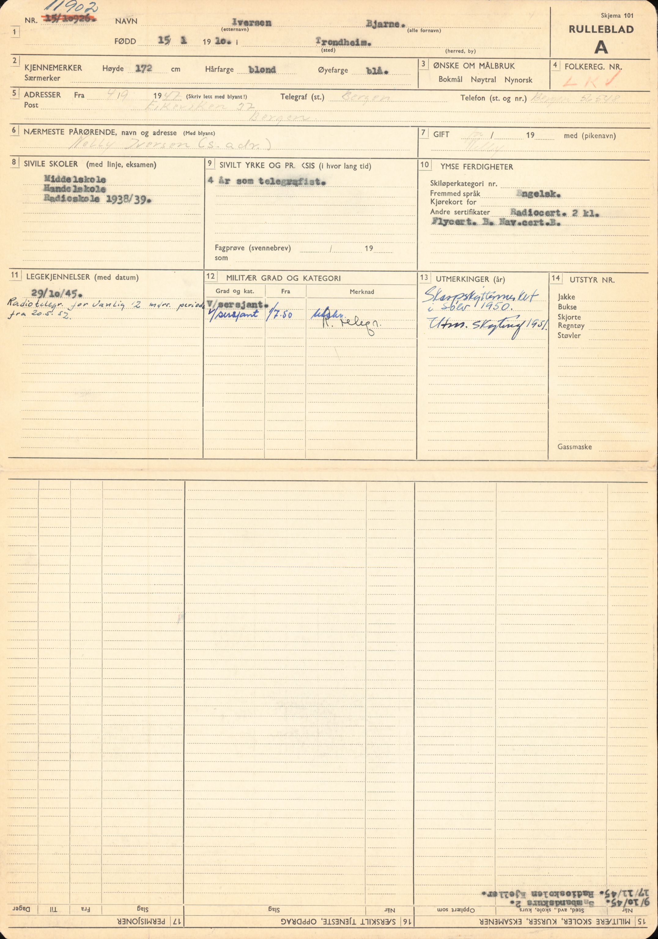 Forsvaret, Forsvarets overkommando/Luftforsvarsstaben, RA/RAFA-4079/P/Pa/L0024: Personellpapirer, 1910, s. 391