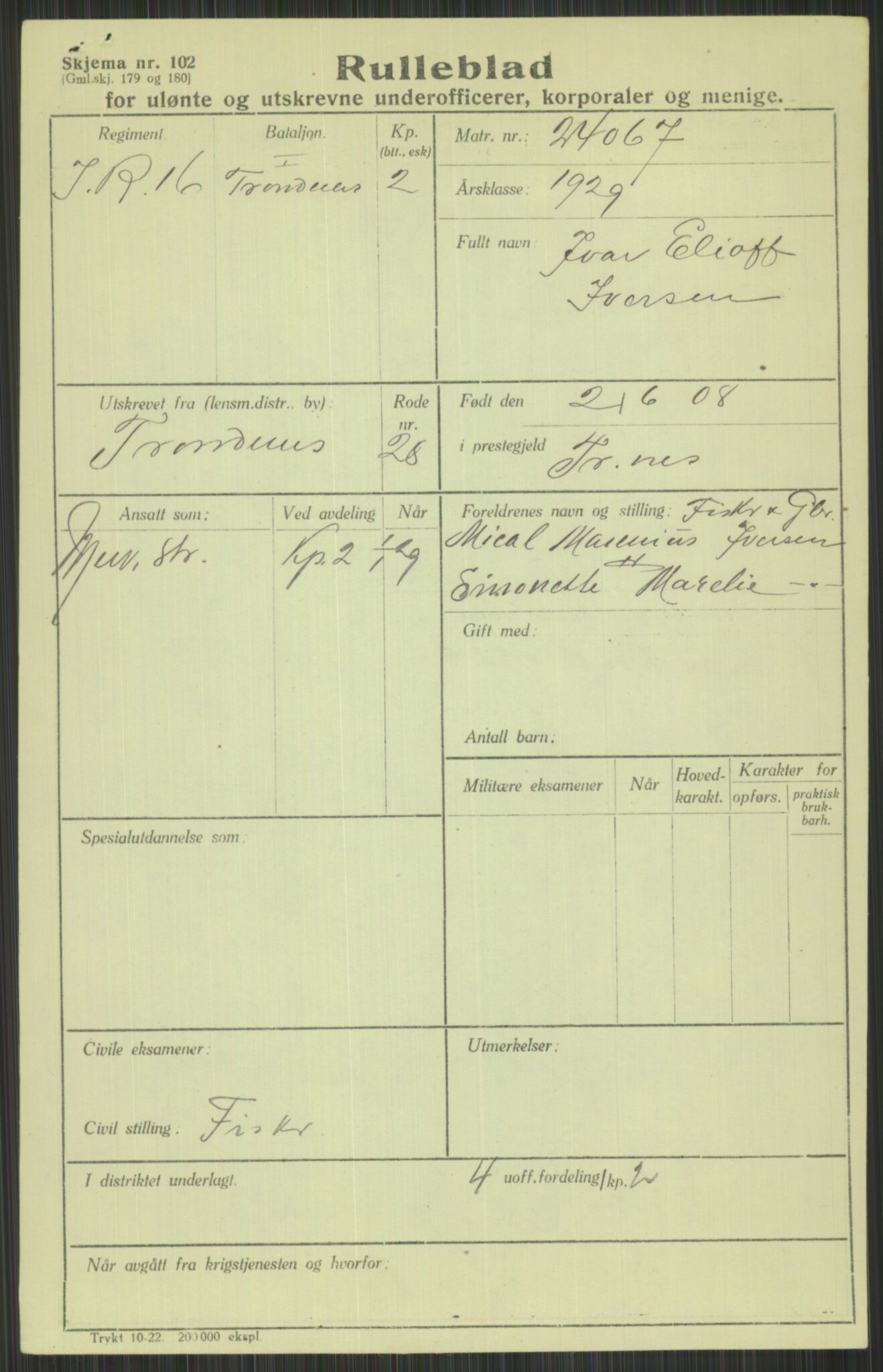 Forsvaret, Troms infanteriregiment nr. 16, AV/RA-RAFA-3146/P/Pa/L0013/0004: Rulleblad / Rulleblad for regimentets menige mannskaper, årsklasse 1929, 1929, s. 491