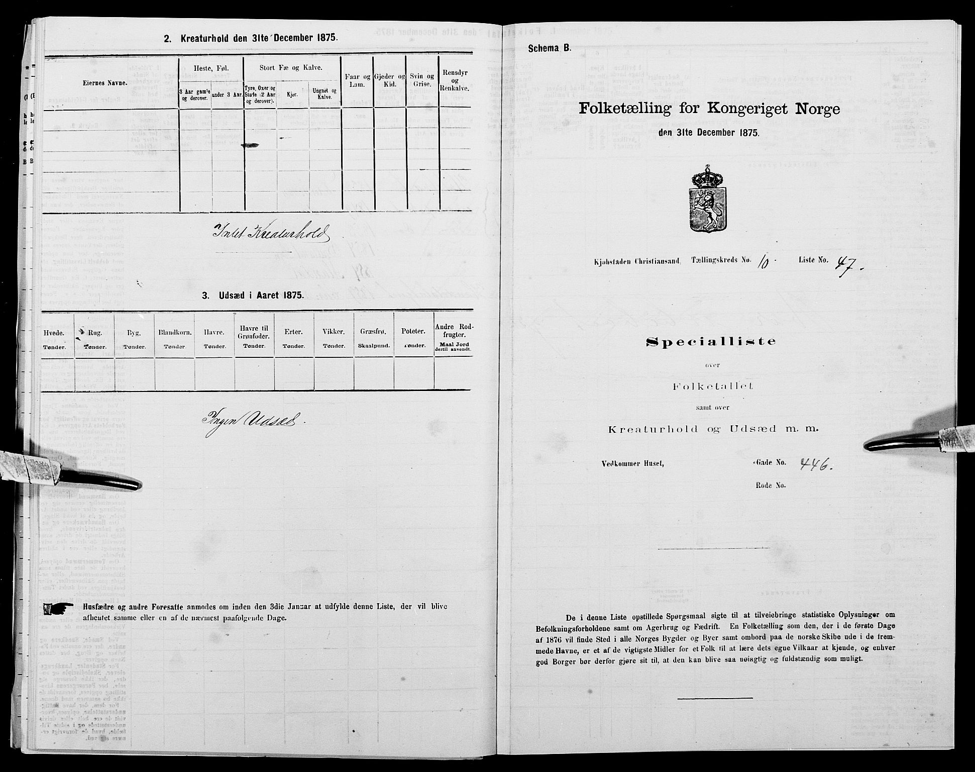 SAK, Folketelling 1875 for 1001P Kristiansand prestegjeld, 1875, s. 1812