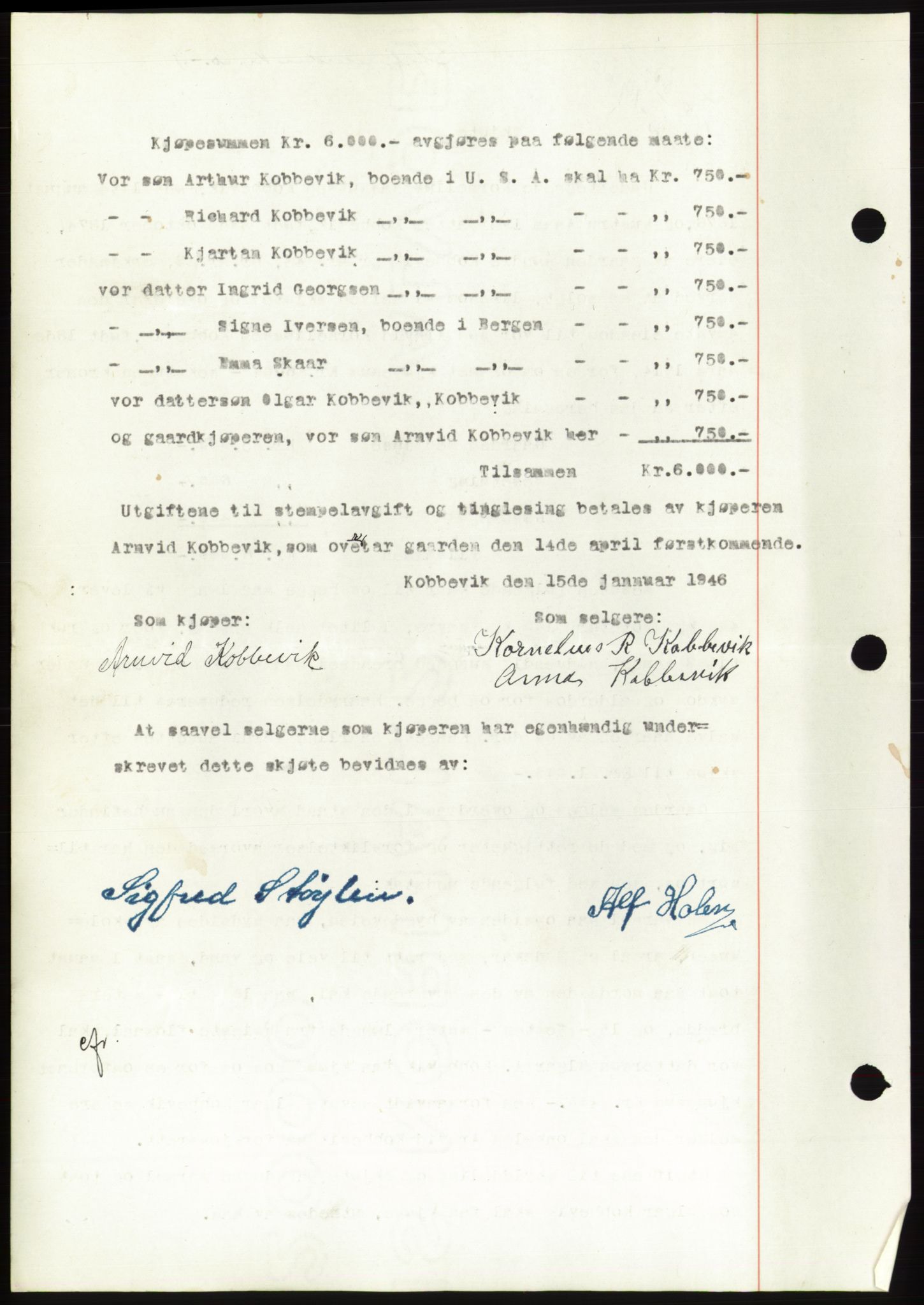 Søre Sunnmøre sorenskriveri, AV/SAT-A-4122/1/2/2C/L0077: Pantebok nr. 3A, 1945-1946, Dagboknr: 83/1946