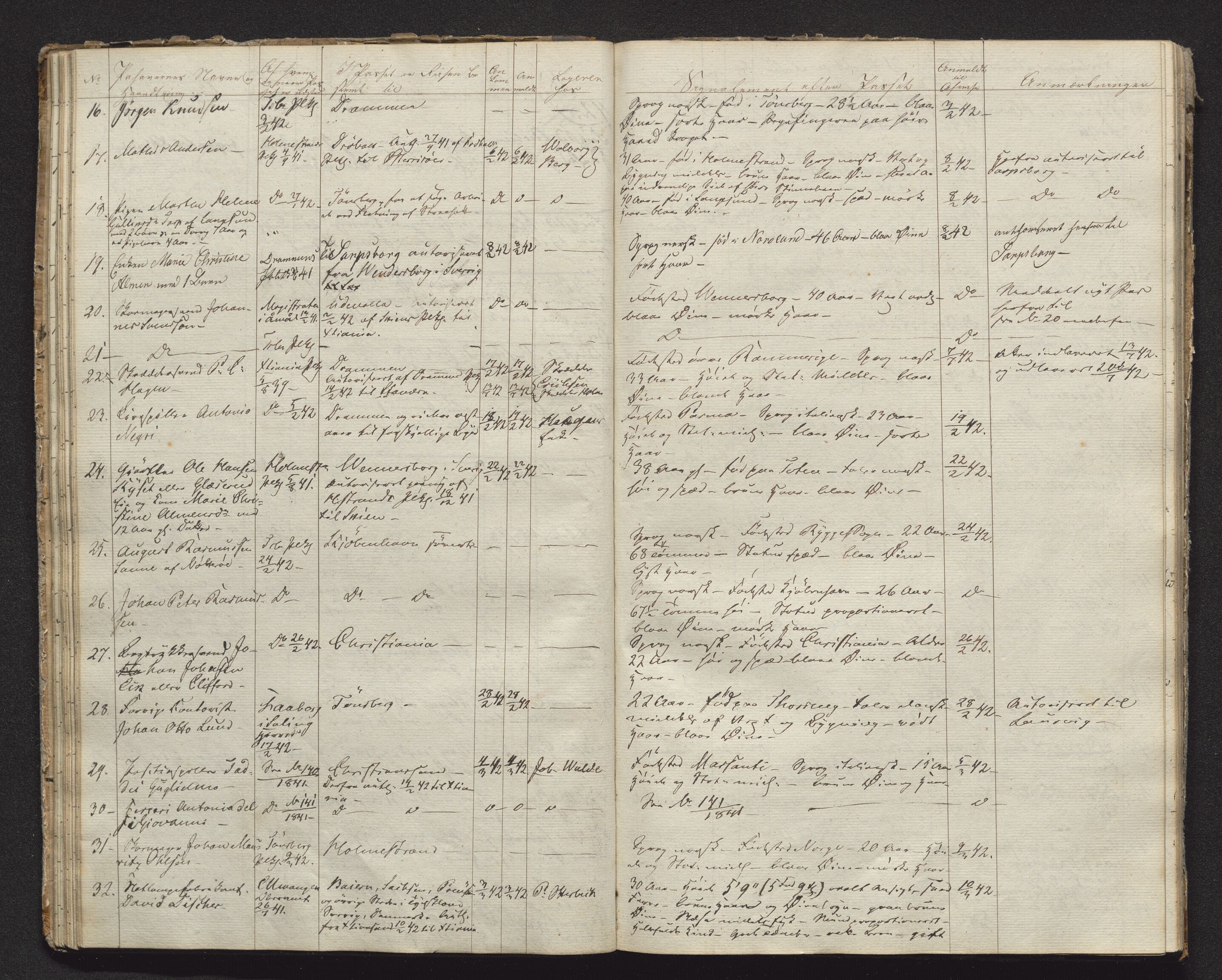 Tønsberg byfogd, AV/SAKO-A-224/N/Nb/L0003: Passjournal, 1839-1847