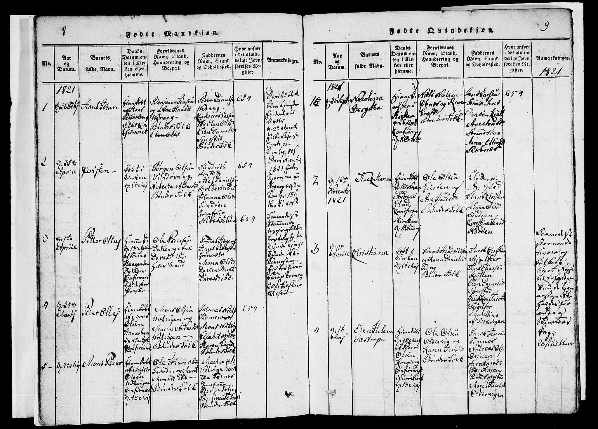 Ministerialprotokoller, klokkerbøker og fødselsregistre - Nordland, SAT/A-1459/841/L0616: Klokkerbok nr. 841C01 /1, 1820-1832, s. 8-9