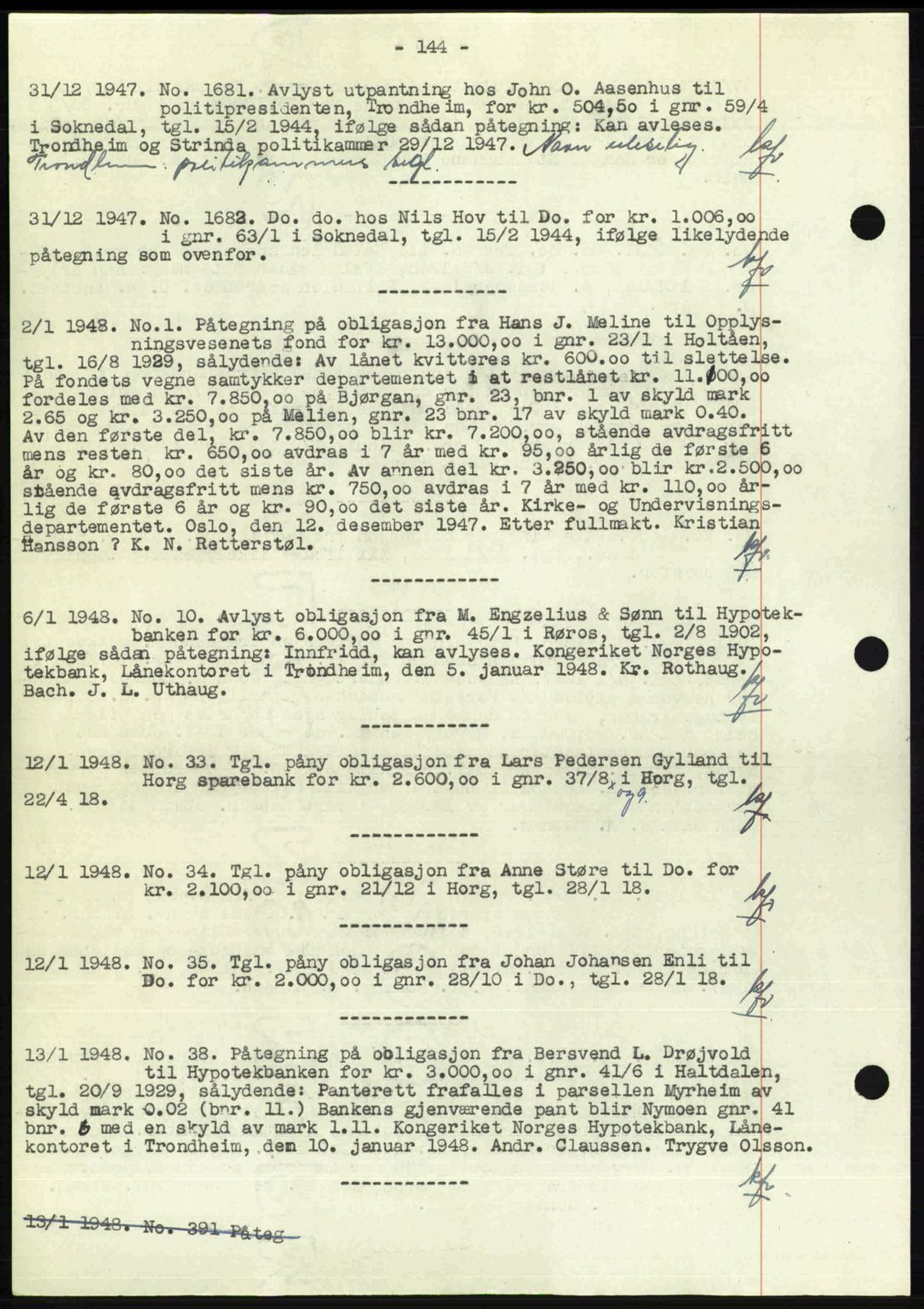 Gauldal sorenskriveri, SAT/A-0014/1/2/2C: Pantebok nr. A5, 1947-1948, Dagboknr: 1681/1947