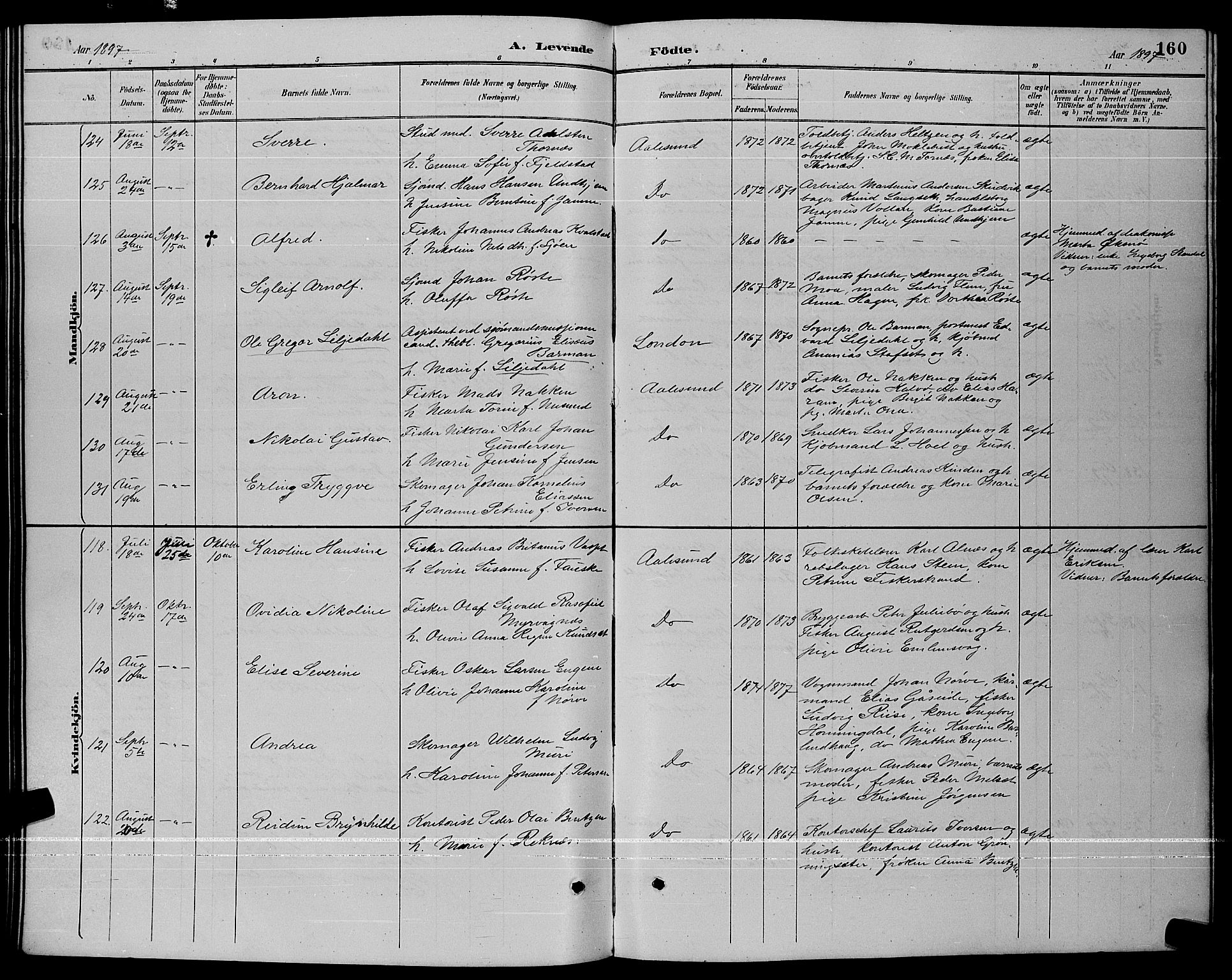 Ministerialprotokoller, klokkerbøker og fødselsregistre - Møre og Romsdal, AV/SAT-A-1454/529/L0467: Klokkerbok nr. 529C04, 1889-1897, s. 160