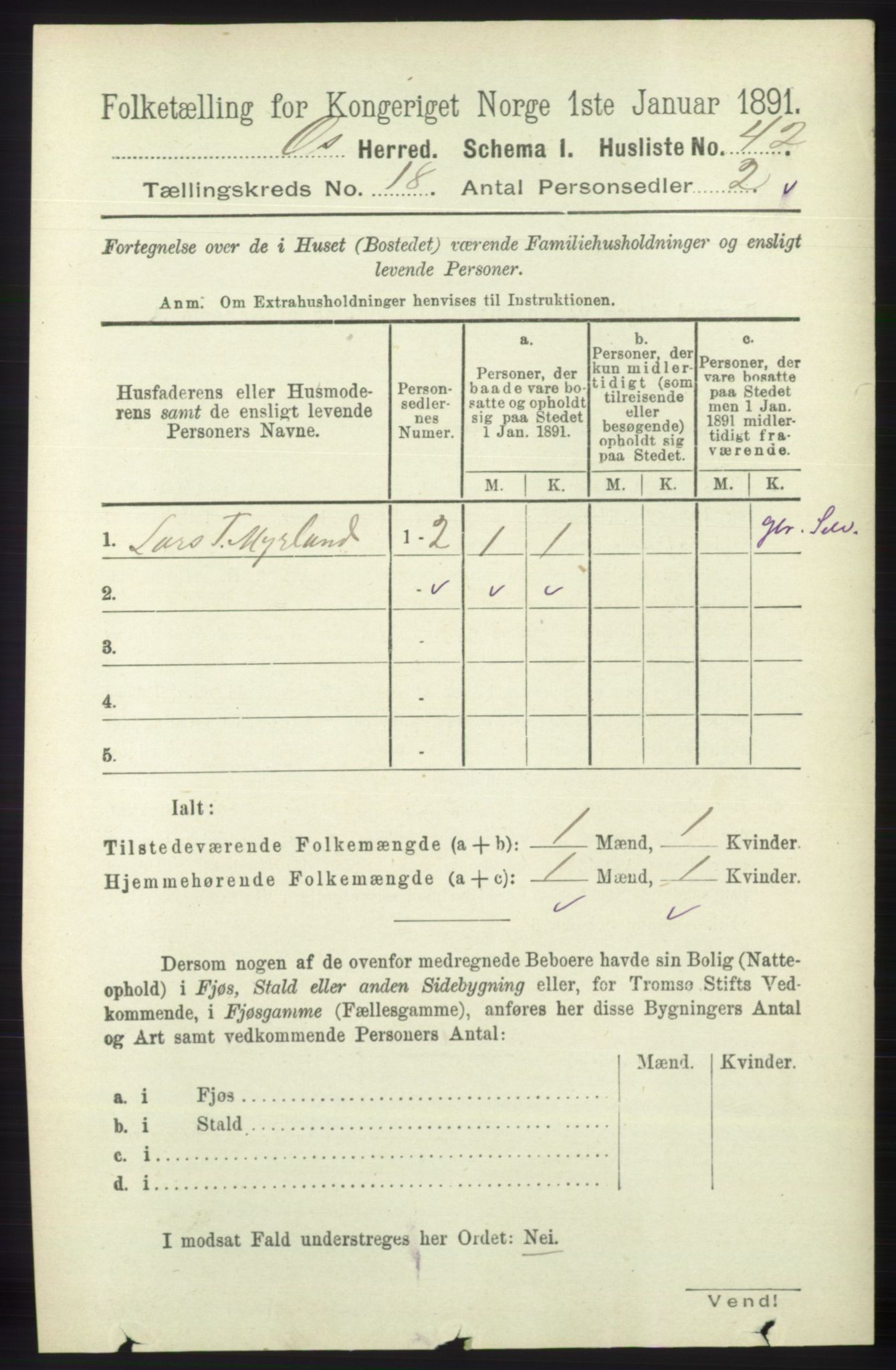 RA, Folketelling 1891 for 1243 Os herred, 1891, s. 3907