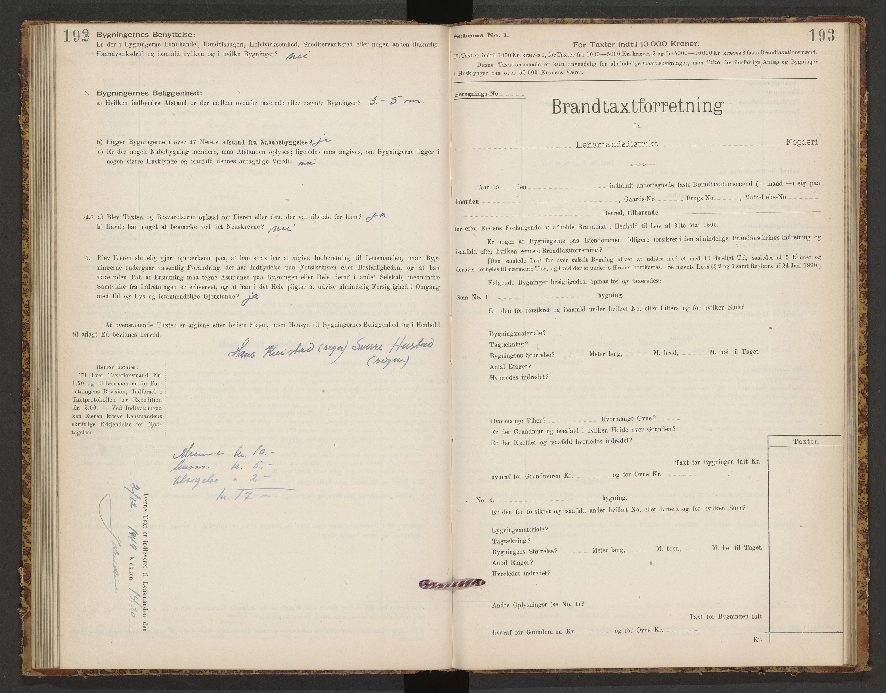 Norges Brannkasse Hjørundfjord, AV/SAT-A-5490/F/Fb/L0001: Branntakstprotokoll, 1911-1949, s. 192-193