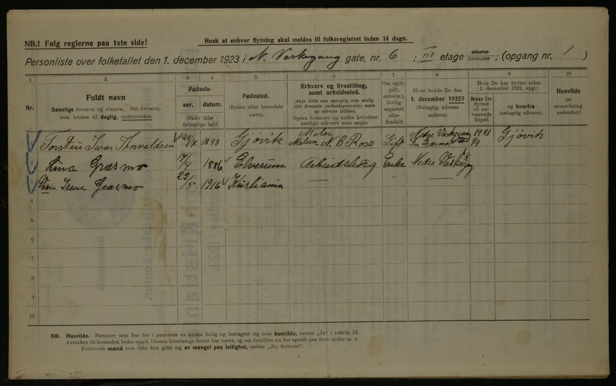 OBA, Kommunal folketelling 1.12.1923 for Kristiania, 1923, s. 76559