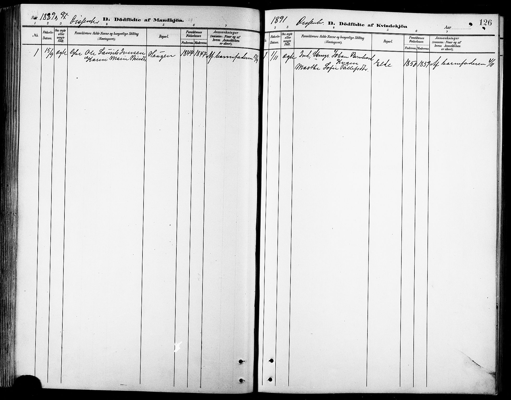 Kvæfjord sokneprestkontor, AV/SATØ-S-1323/G/Ga/Gab/L0005klokker: Klokkerbok nr. 5, 1886-1911, s. 126