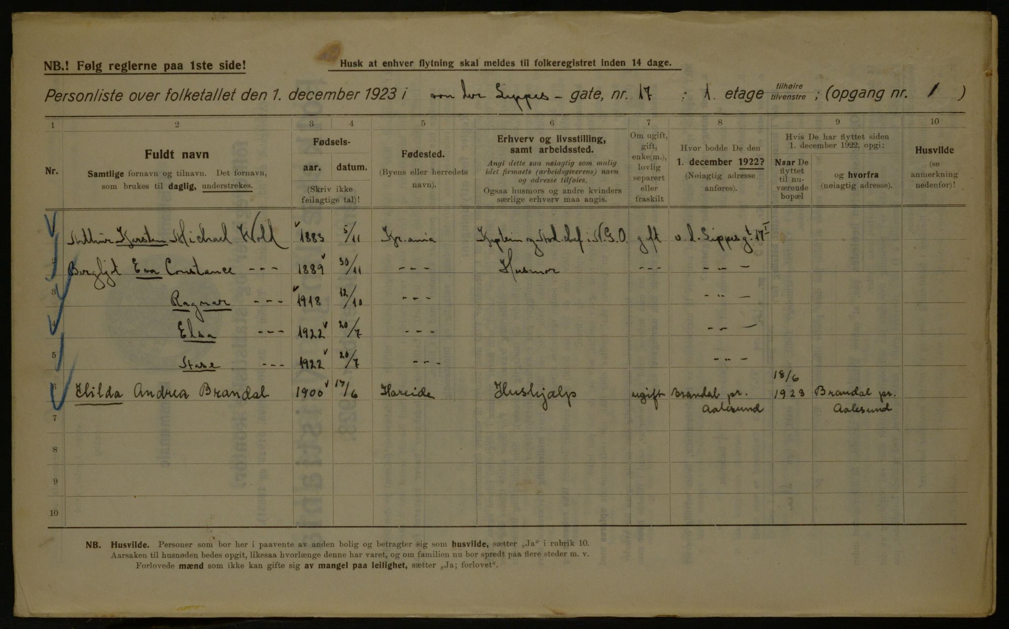 OBA, Kommunal folketelling 1.12.1923 for Kristiania, 1923, s. 138333