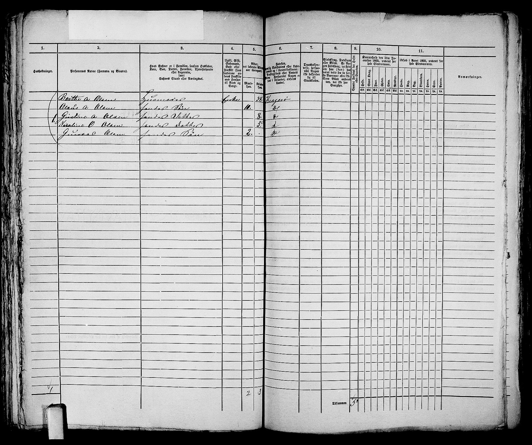 RA, Folketelling 1865 for 0801B Kragerø prestegjeld, Kragerø kjøpstad, 1865, s. 499