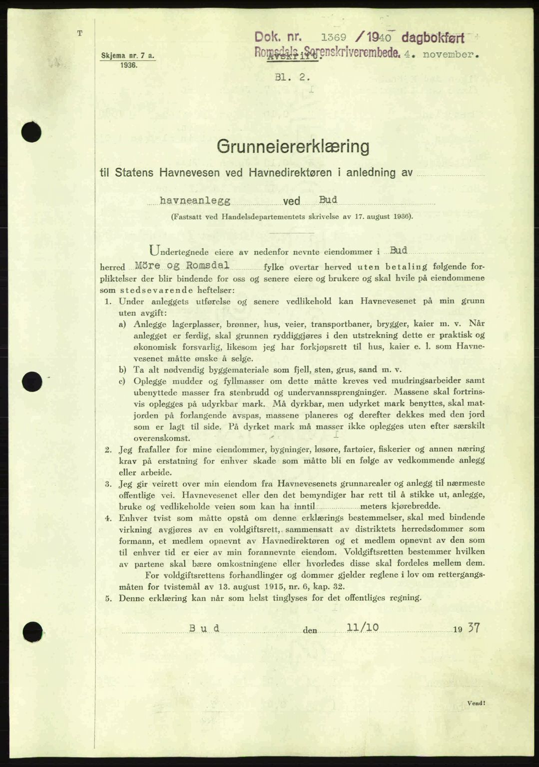 Romsdal sorenskriveri, SAT/A-4149/1/2/2C: Pantebok nr. A9, 1940-1941, Dagboknr: 1369/1940