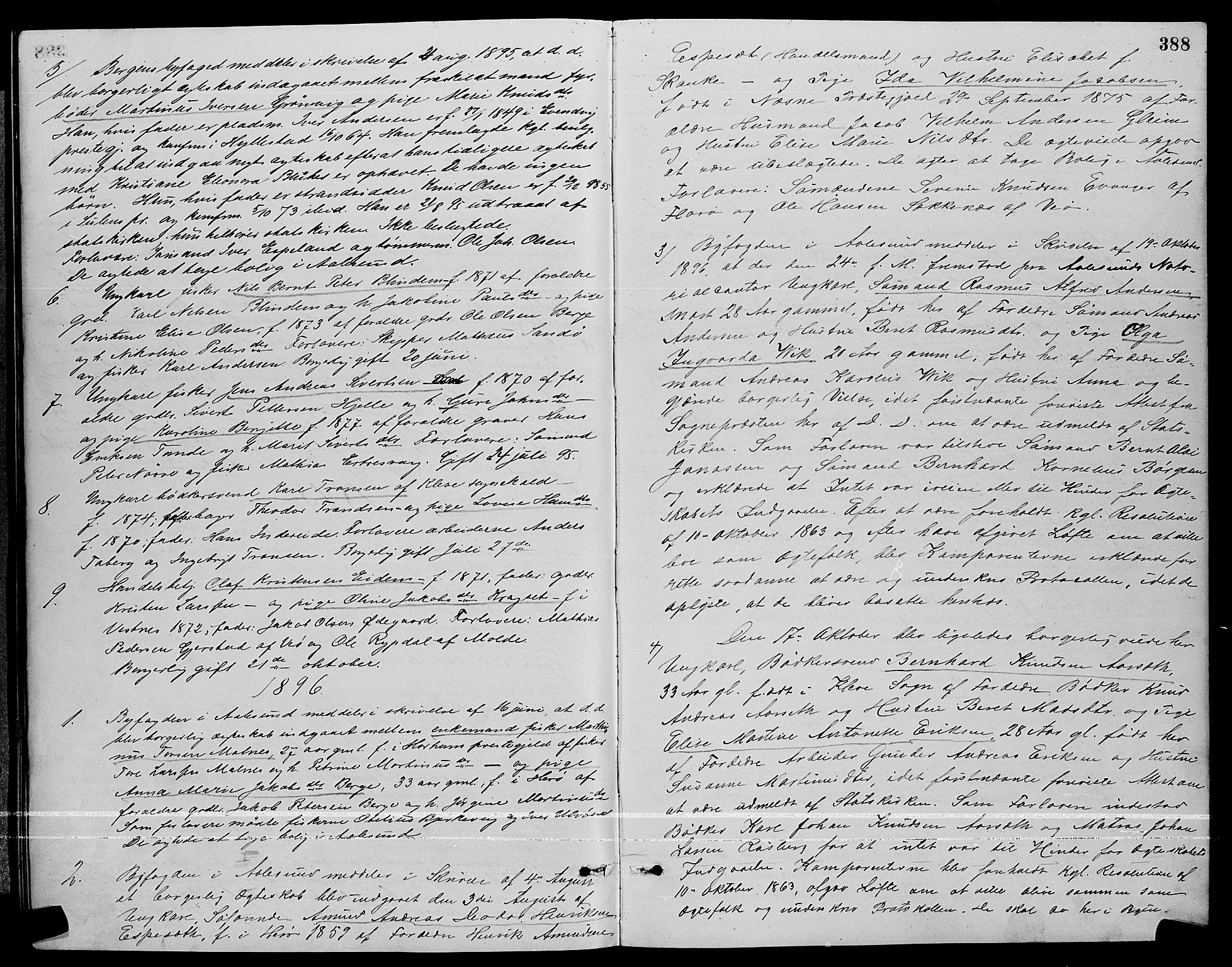 Ministerialprotokoller, klokkerbøker og fødselsregistre - Møre og Romsdal, SAT/A-1454/529/L0467: Klokkerbok nr. 529C04, 1889-1897, s. 388