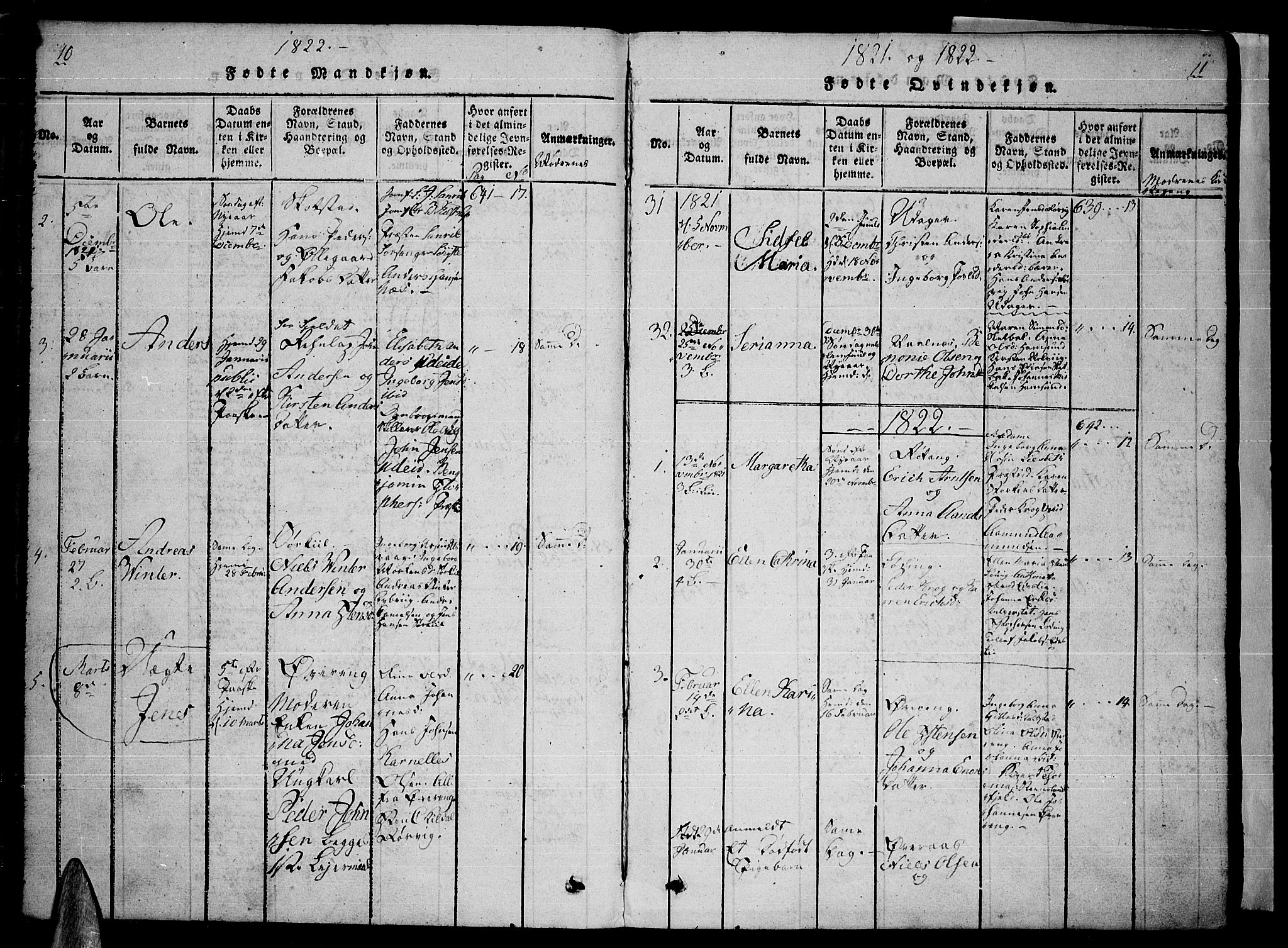 Ministerialprotokoller, klokkerbøker og fødselsregistre - Nordland, AV/SAT-A-1459/859/L0842: Ministerialbok nr. 859A02, 1821-1839, s. 10-11