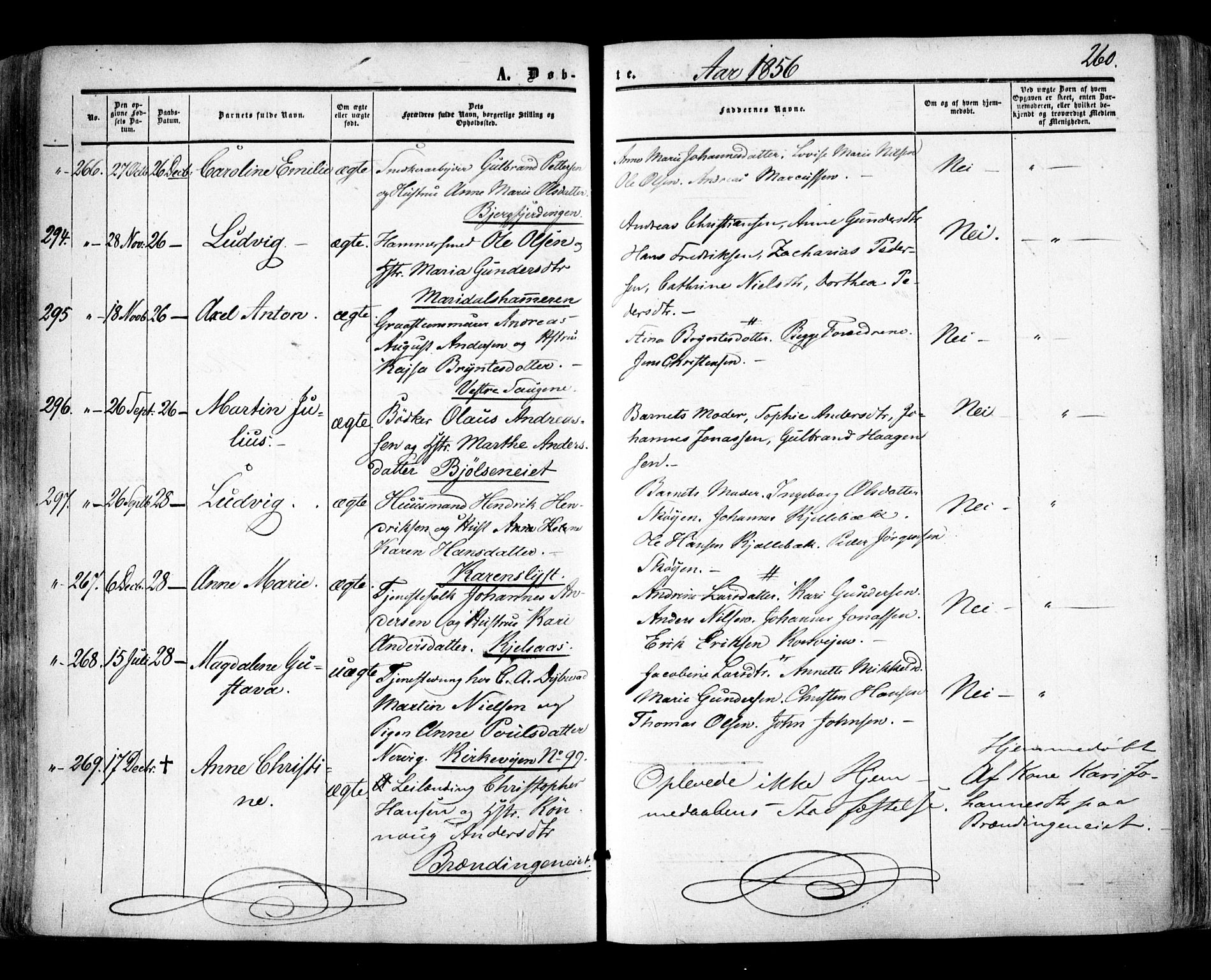Aker prestekontor kirkebøker, AV/SAO-A-10861/F/L0020: Ministerialbok nr. 20, 1853-1857, s. 260
