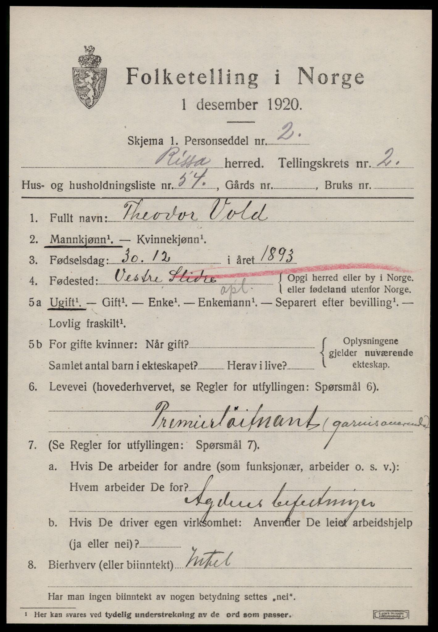 SAT, Folketelling 1920 for 1624 Rissa herred, 1920, s. 2325