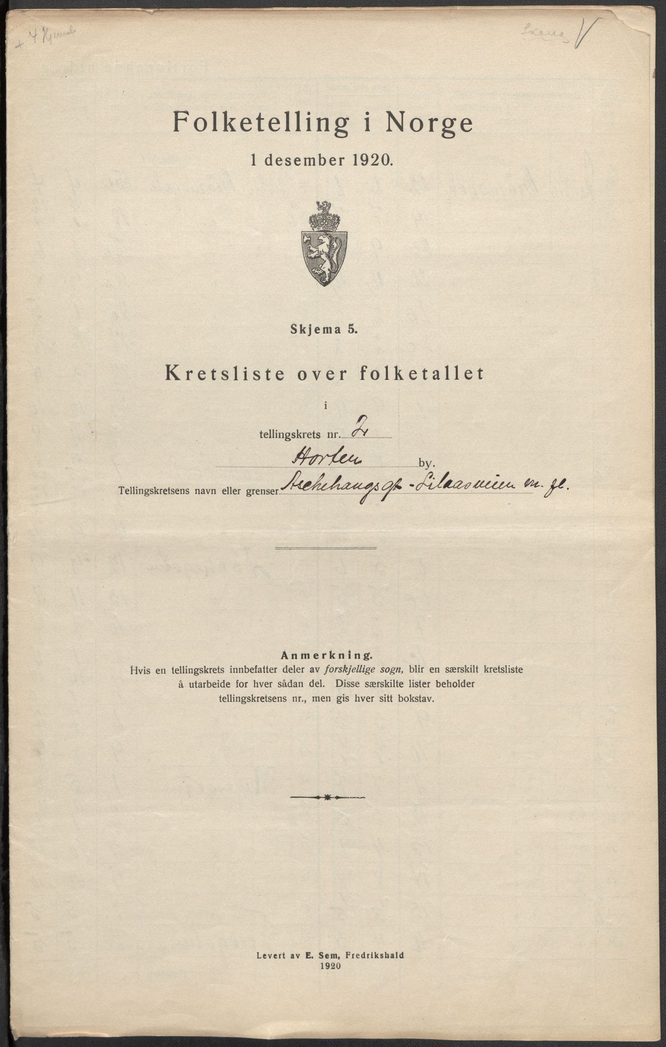 SAKO, Folketelling 1920 for 0703 Horten kjøpstad, 1920, s. 7