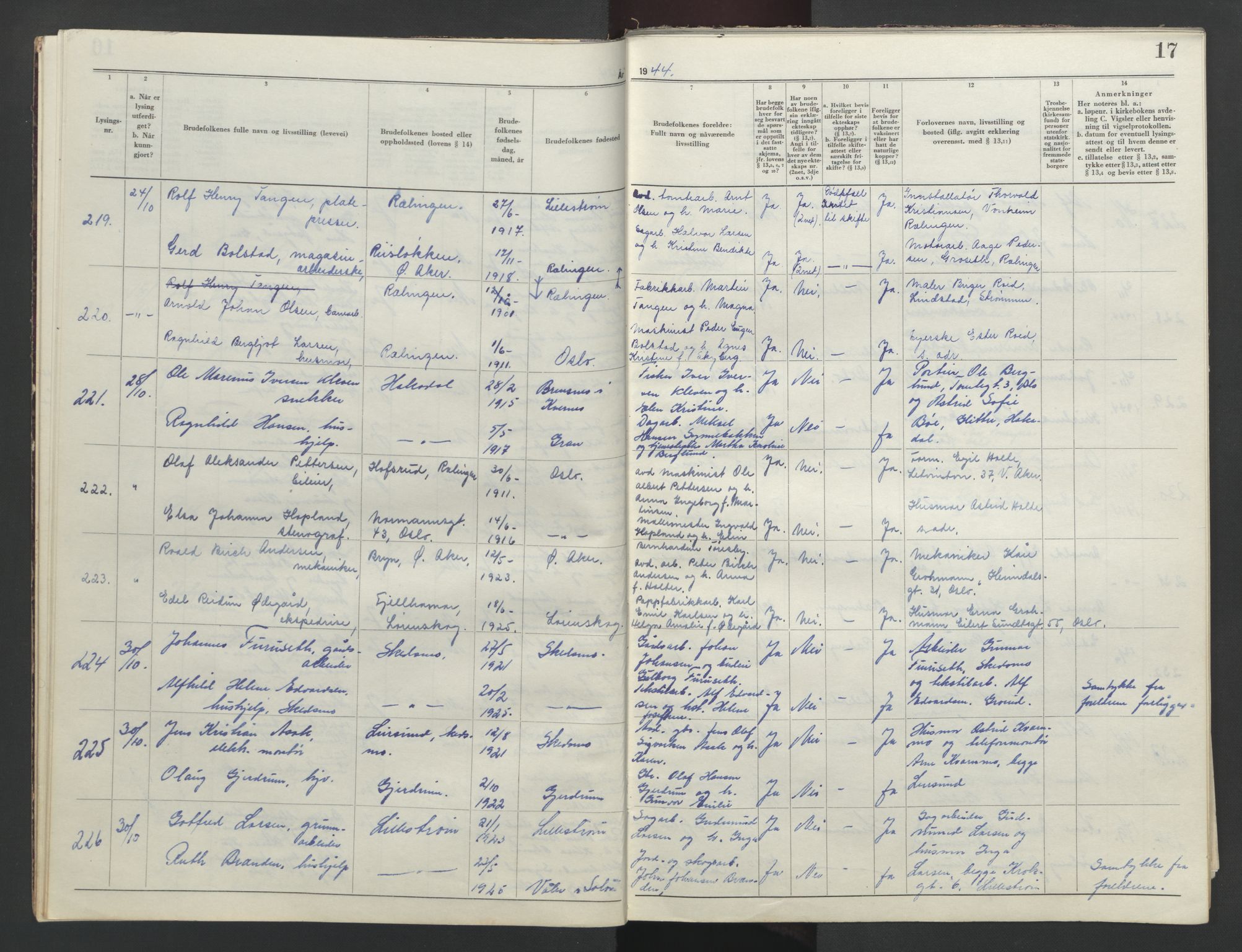 Nedre Romerike sorenskriveri, AV/SAO-A-10469/L/Lc/L0002: Lysingsbok, 1944-1953, s. 17