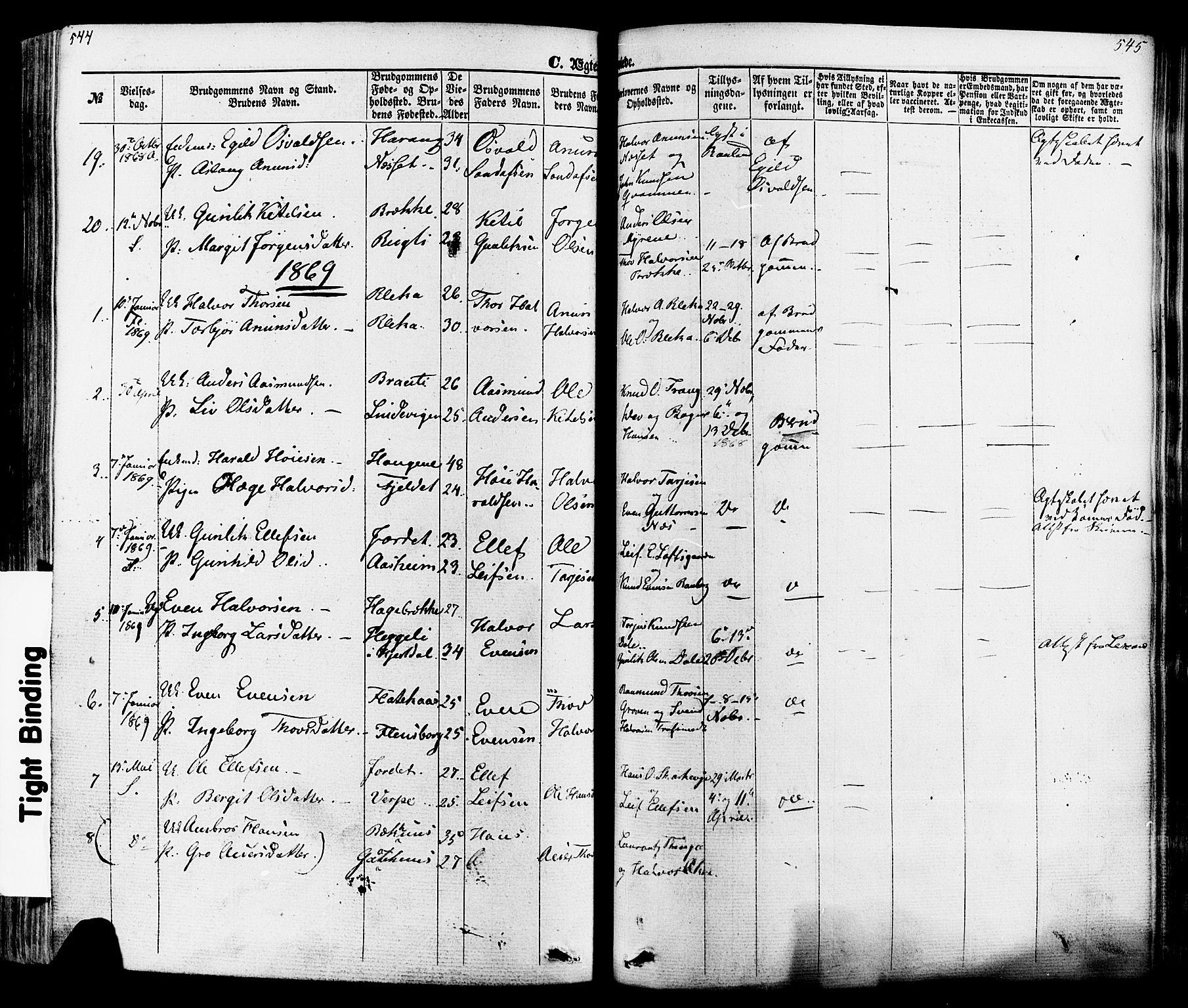Seljord kirkebøker, AV/SAKO-A-20/F/Fa/L0013: Ministerialbok nr. I 13, 1866-1876, s. 544-545