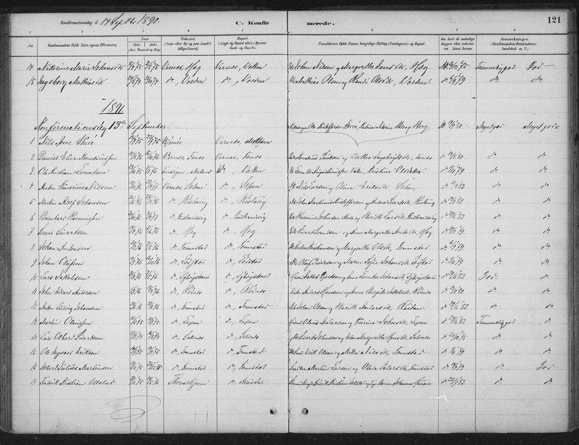 Ministerialprotokoller, klokkerbøker og fødselsregistre - Sør-Trøndelag, SAT/A-1456/662/L0755: Ministerialbok nr. 662A01, 1879-1905, s. 121