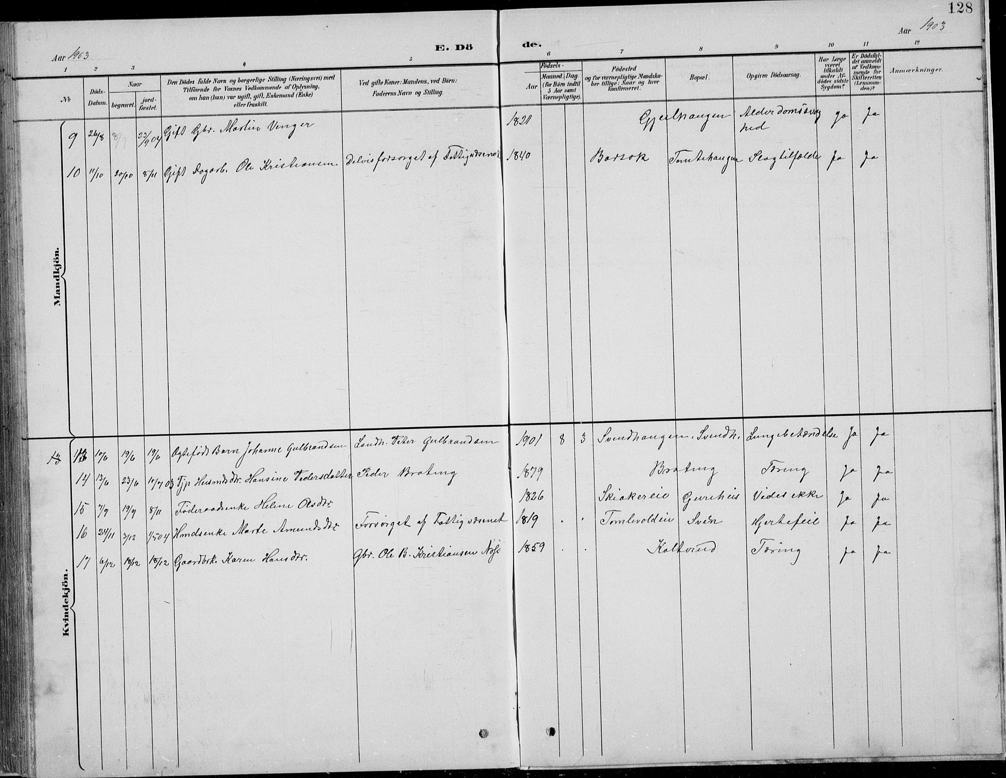 Nordre Land prestekontor, SAH/PREST-124/H/Ha/Hab/L0013: Klokkerbok nr. 13, 1891-1904, s. 128