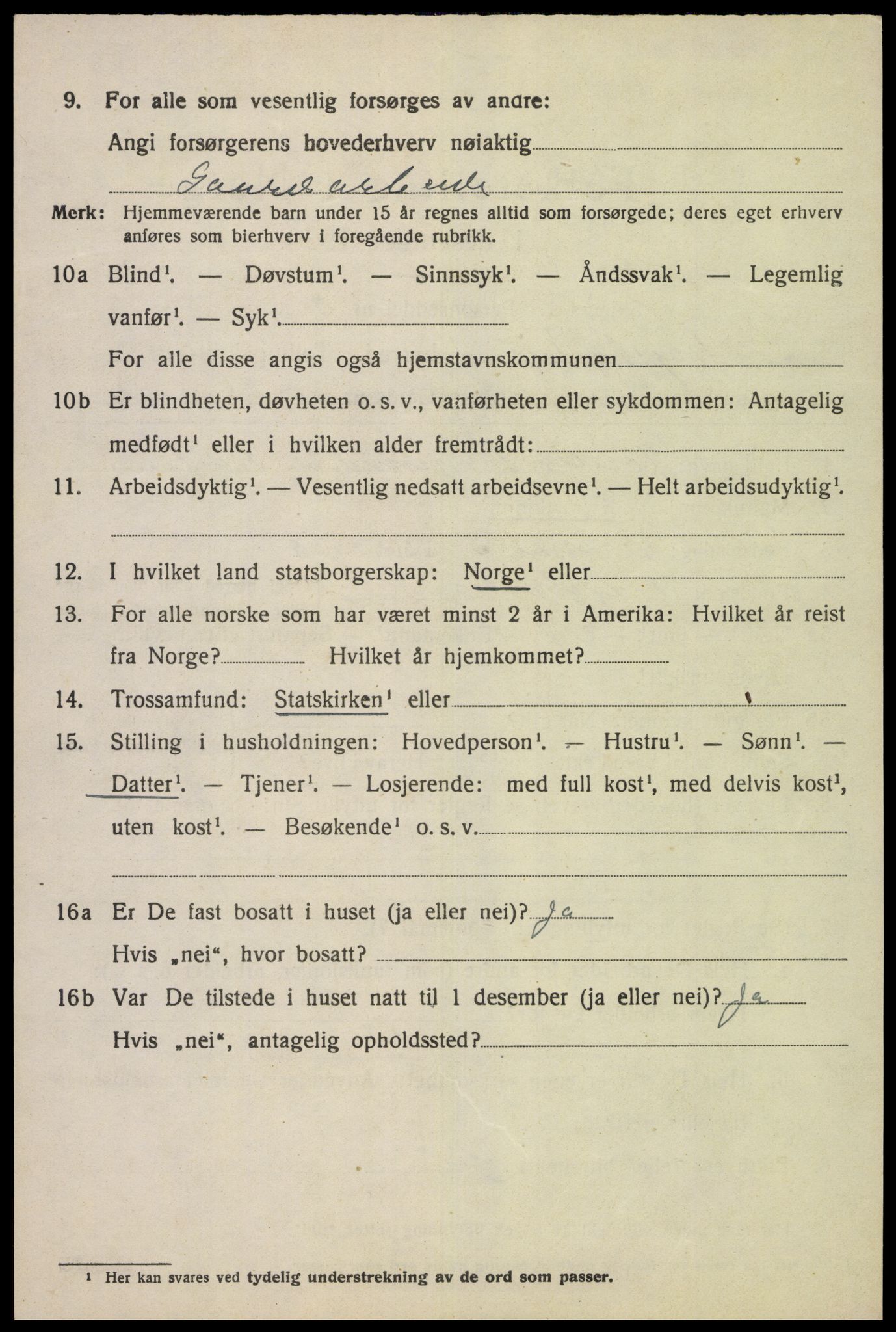 SAK, Folketelling 1920 for 1034 Hægebostad herred, 1920, s. 1102