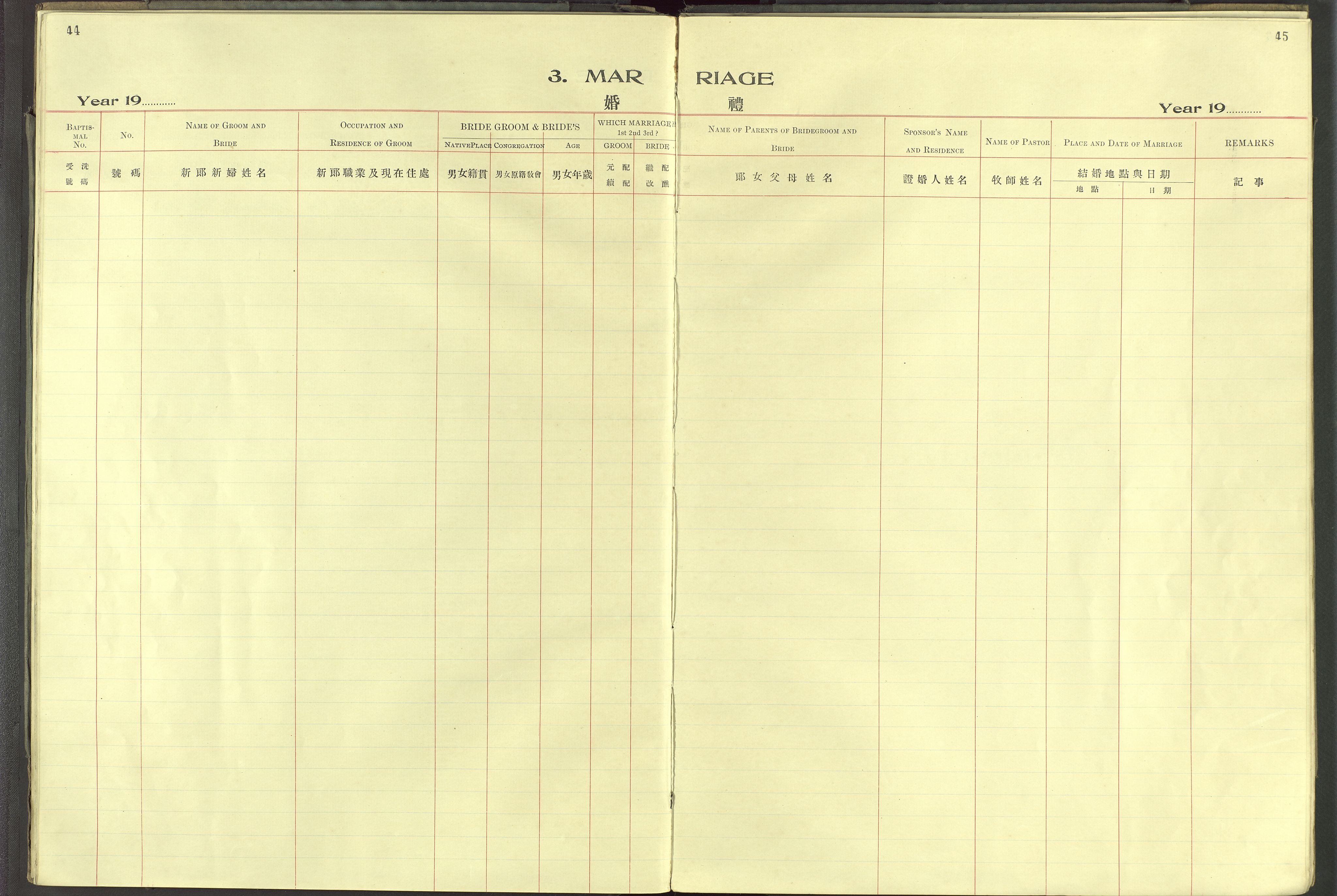 Det Norske Misjonsselskap - utland - Kina (Hunan), VID/MA-A-1065/Dm/L0093: Ministerialbok nr. 131, 1909-1945, s. 44-45