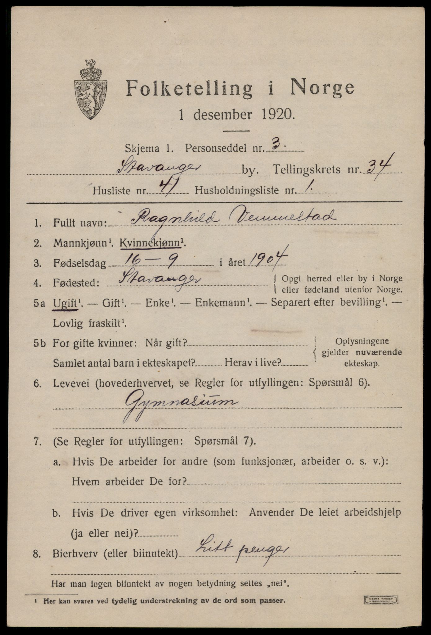 SAST, Folketelling 1920 for 1103 Stavanger kjøpstad, 1920, s. 92976