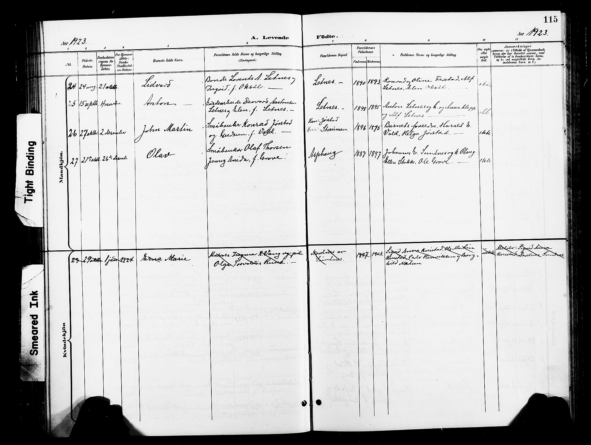 Ministerialprotokoller, klokkerbøker og fødselsregistre - Nord-Trøndelag, SAT/A-1458/730/L0302: Klokkerbok nr. 730C05, 1898-1924, s. 115