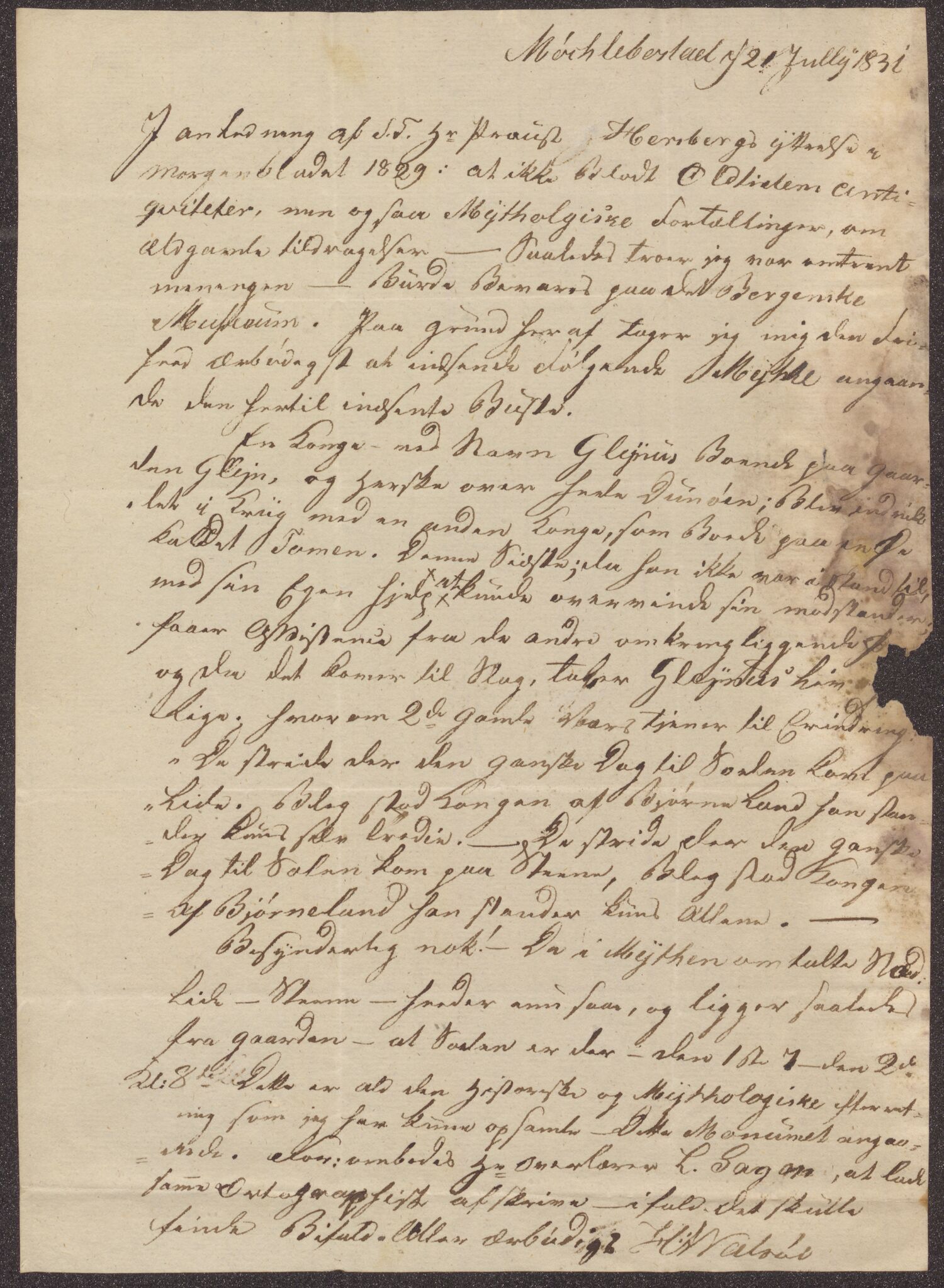 Bergens Museum, UMB/A007/D/Da/L0005/0001: Brevsamling 1831 - 1832 / Brevsamling 1831, 1831
