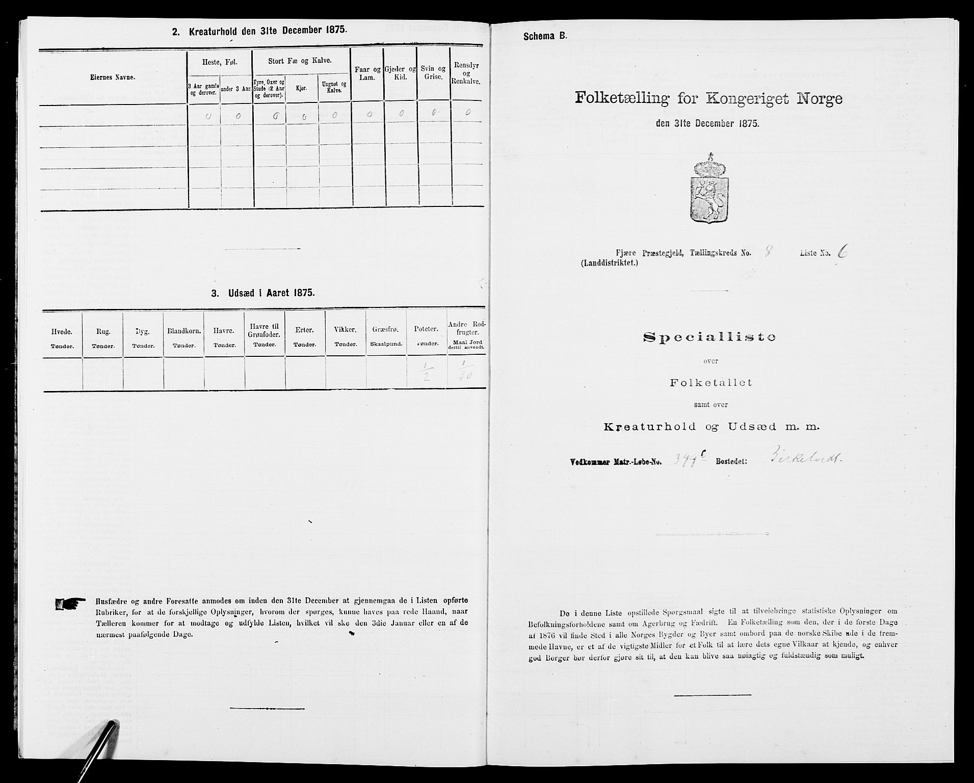 SAK, Folketelling 1875 for 0923L Fjære prestegjeld, Fjære sokn, 1875, s. 1705