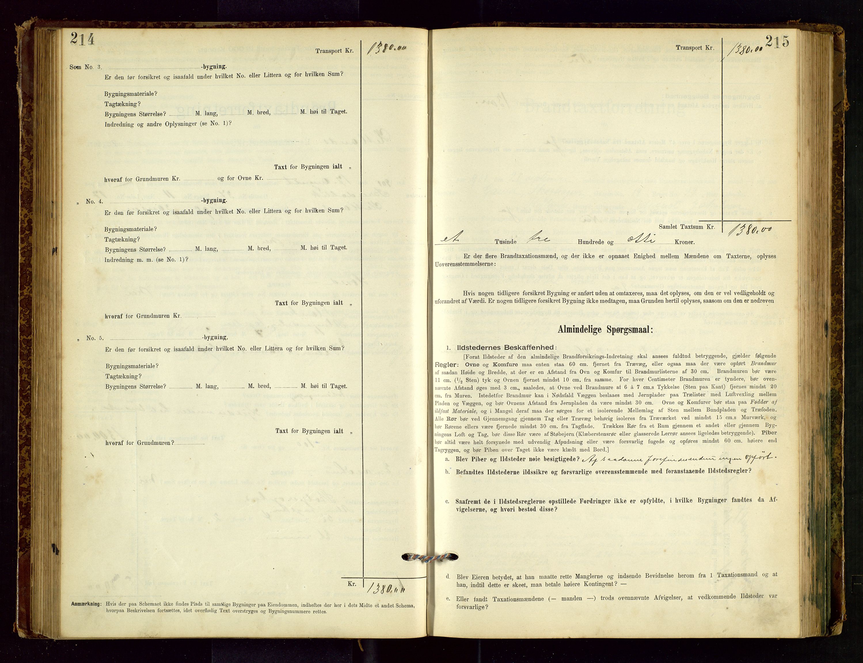 Hetland lensmannskontor, SAST/A-100101/Gob/L0001: "Brandtaxationsprotokol", 1895-1918, s. 214-215