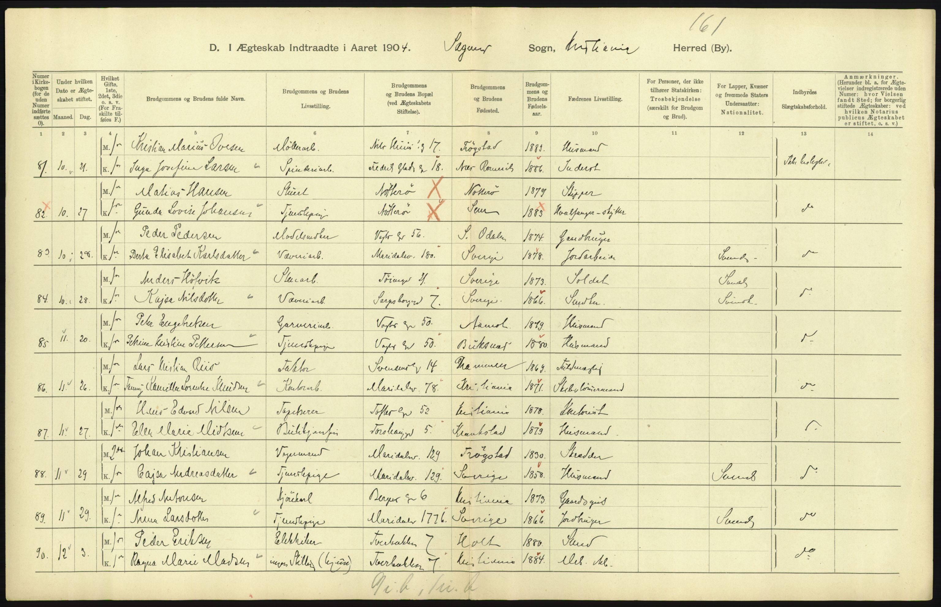 Statistisk sentralbyrå, Sosiodemografiske emner, Befolkning, AV/RA-S-2228/D/Df/Dfa/Dfab/L0004: Kristiania: Gifte, døde, 1904, s. 189