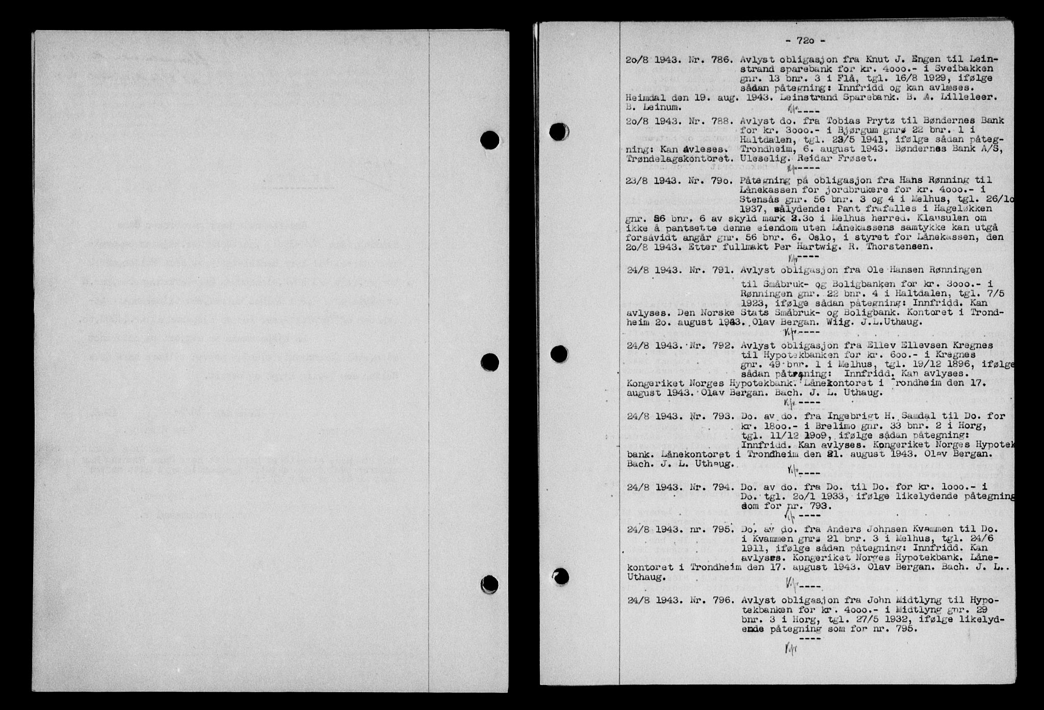 Gauldal sorenskriveri, SAT/A-0014/1/2/2C/L0056: Pantebok nr. 61, 1942-1943, Dagboknr: 786/1943