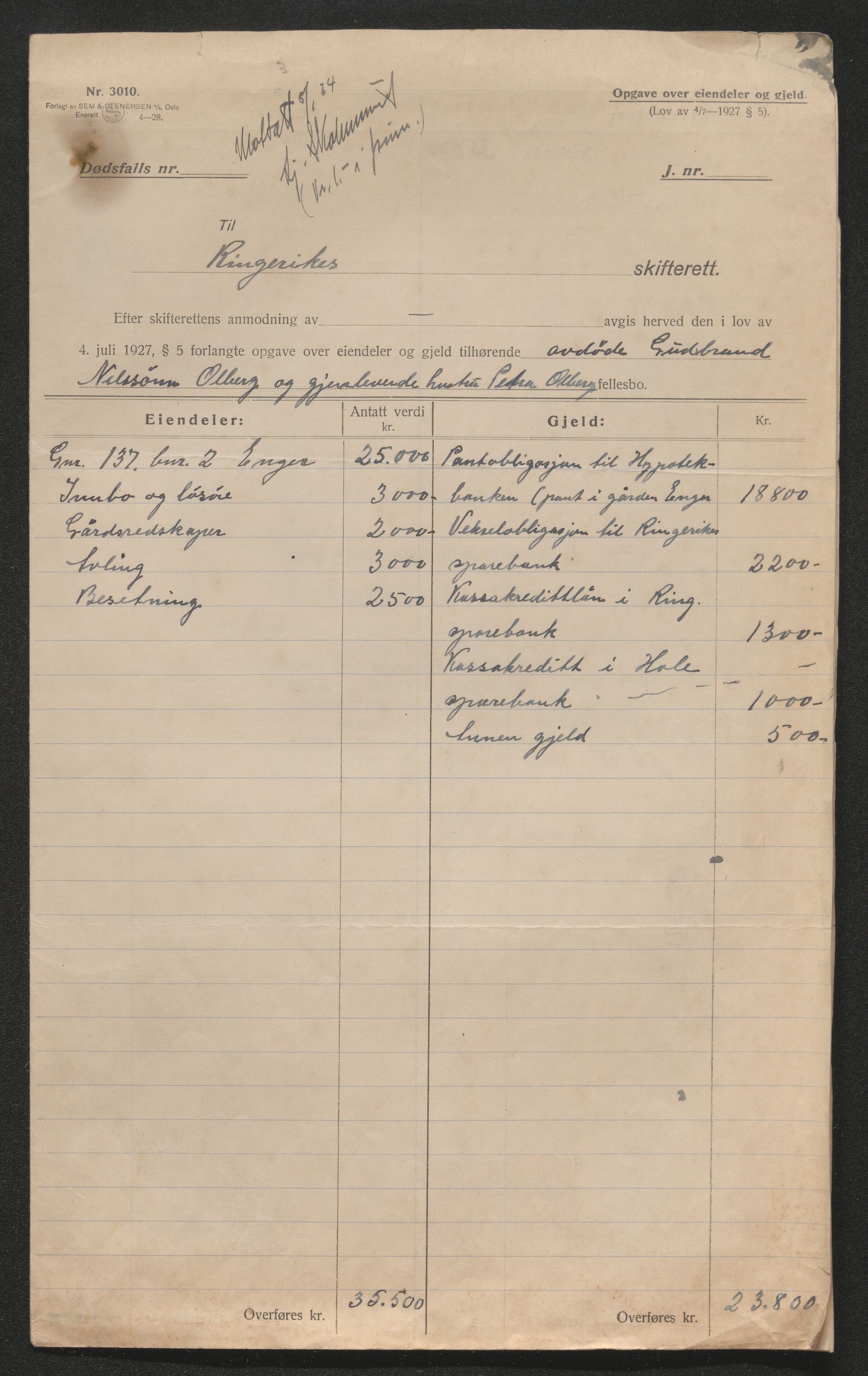 Ringerike sorenskriveri, AV/SAKO-A-105/H/Ha/Hab/L0017: Dødsfallslister Haugsbygd, 1931-1940