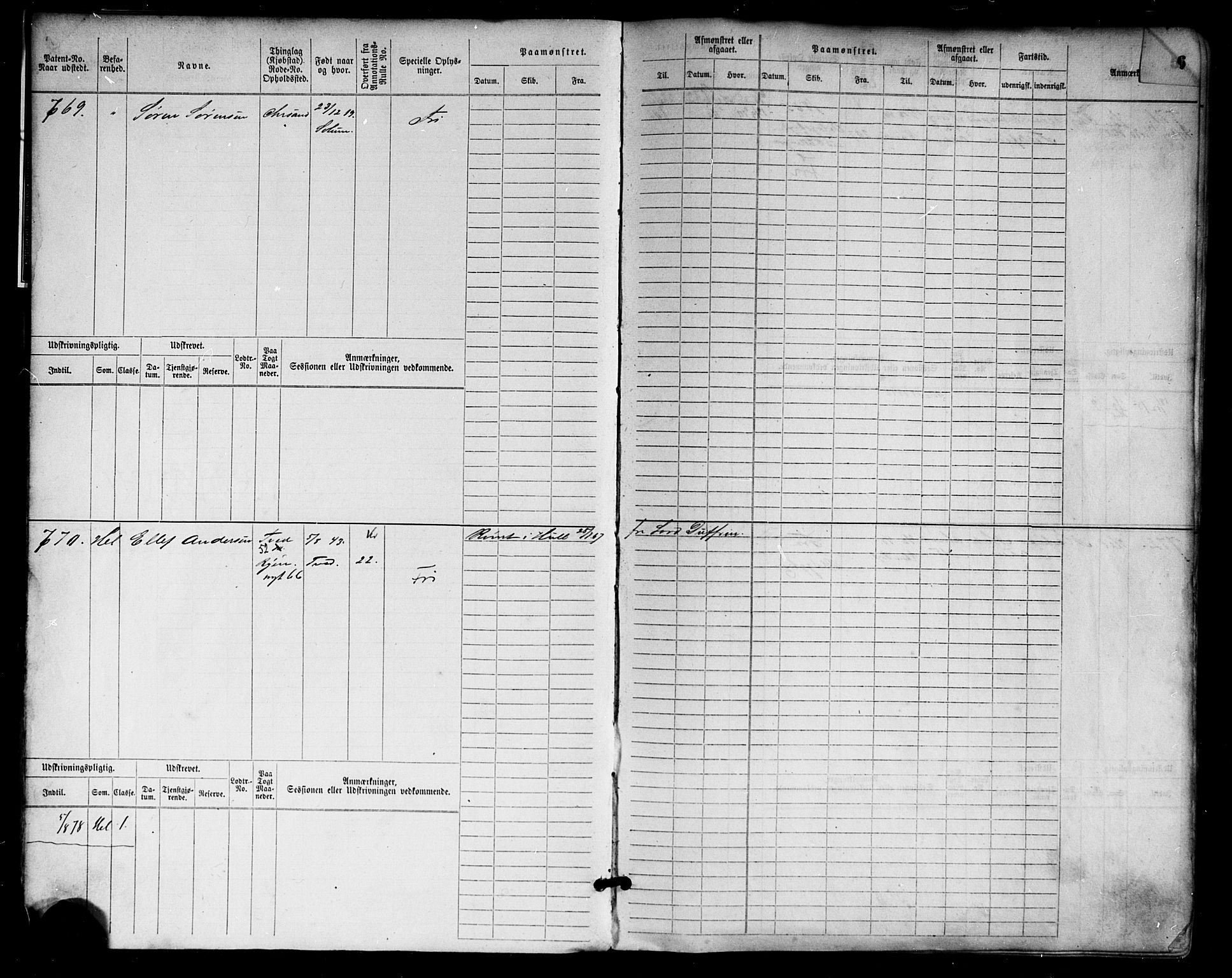 Kristiansand mønstringskrets, AV/SAK-2031-0015/F/Fb/L0004: Hovedrulle nr 763-1521, I-11, 1868-1915, s. 6