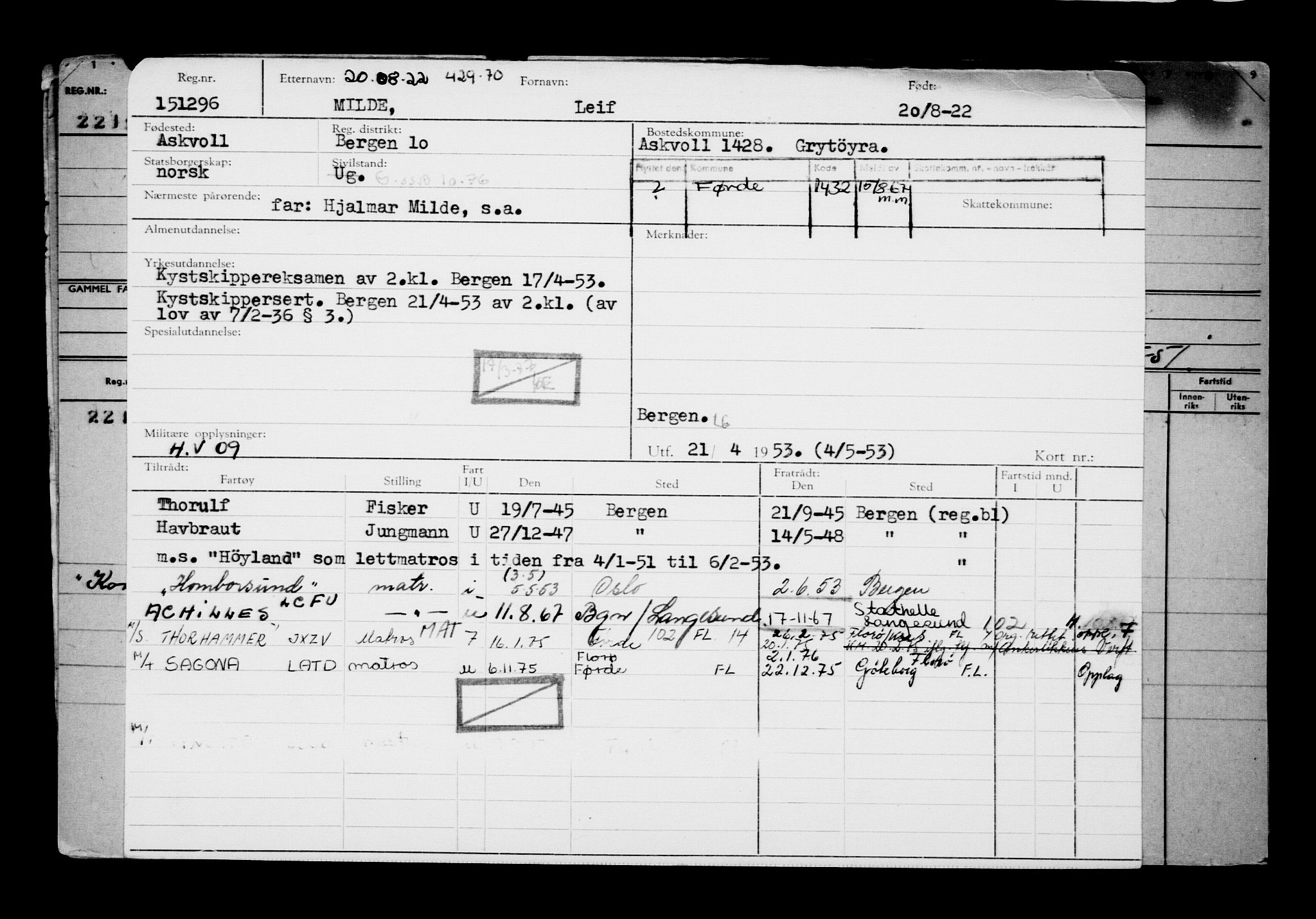 Direktoratet for sjømenn, AV/RA-S-3545/G/Gb/L0209: Hovedkort, 1922, s. 713