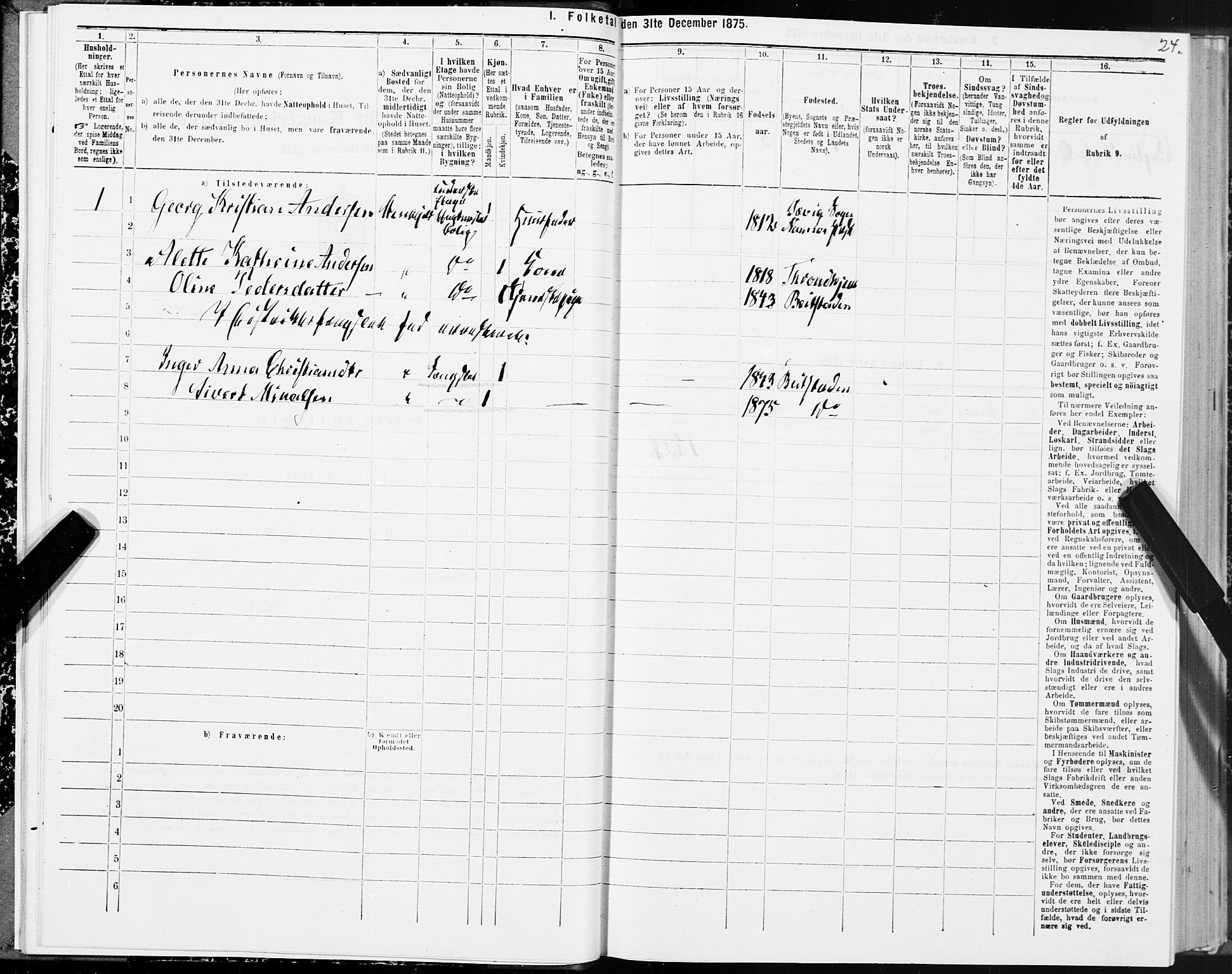 SAT, Folketelling 1875 for 1702B Steinkjer prestegjeld, Steinkjer ladested, 1875, s. 24