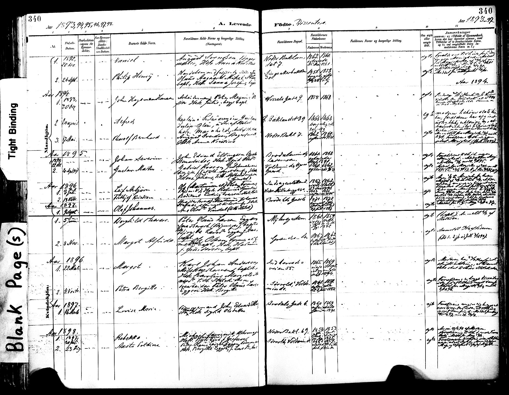 Ministerialprotokoller, klokkerbøker og fødselsregistre - Sør-Trøndelag, SAT/A-1456/604/L0197: Ministerialbok nr. 604A18, 1893-1900, s. 340