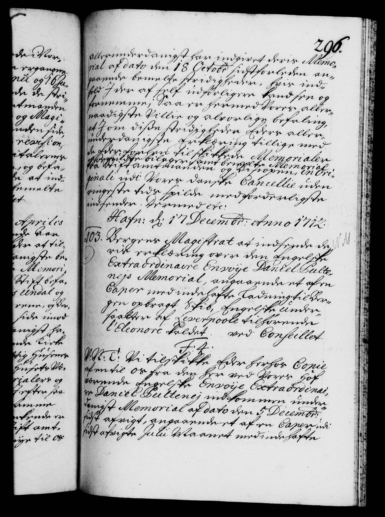 Danske Kanselli 1572-1799, AV/RA-EA-3023/F/Fc/Fca/Fcab/L0019: Norske tegnelser, 1710-1714, s. 296a