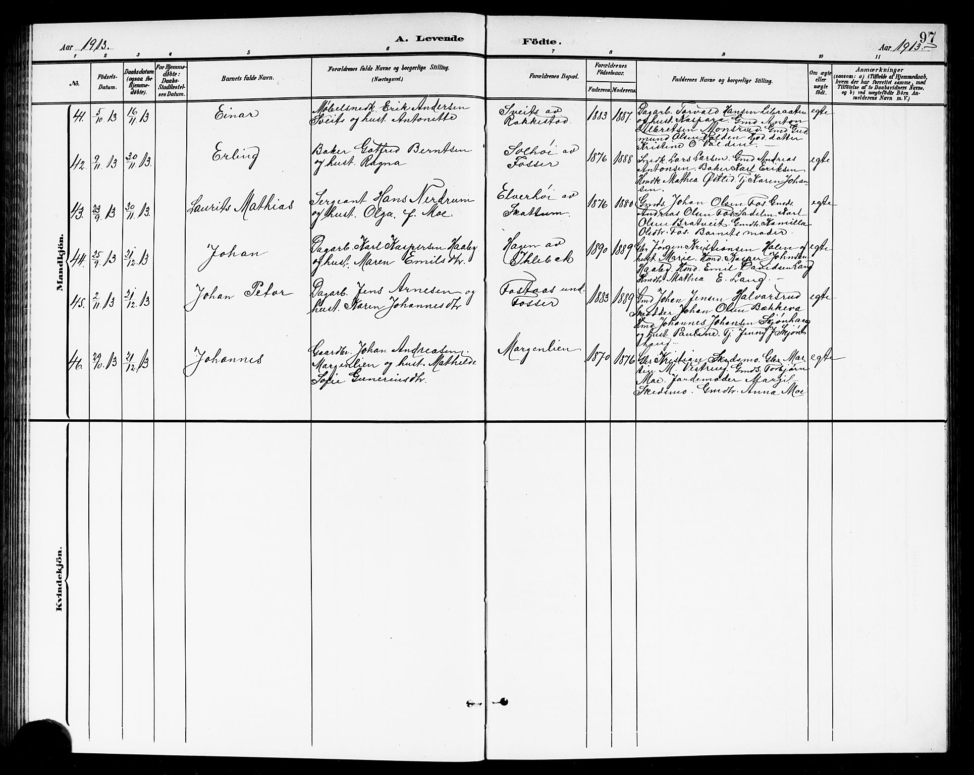 Høland prestekontor Kirkebøker, AV/SAO-A-10346a/G/Ga/L0007: Klokkerbok nr. I 7, 1902-1914, s. 97